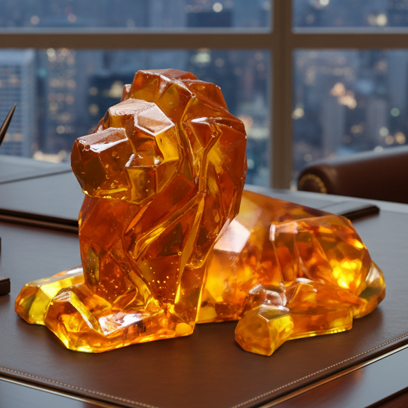 Leo zodiac lion Baltic amber figurine by KIZIMA® — handmade in USA, detail view