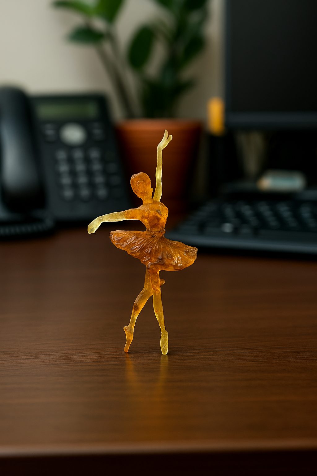 USA Miniature Ballerina Figurine | Handcrafted Amber Tabletop Ballerina Figurine | Gift for Ballet Lovers Brooklyn New York
