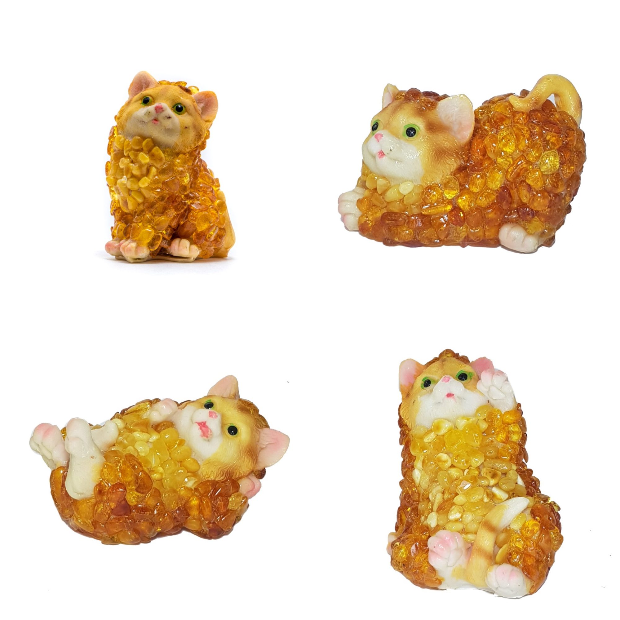 USA Handmade Cat Figurine, Amber Sculpture by KIZIMA, Home Decor