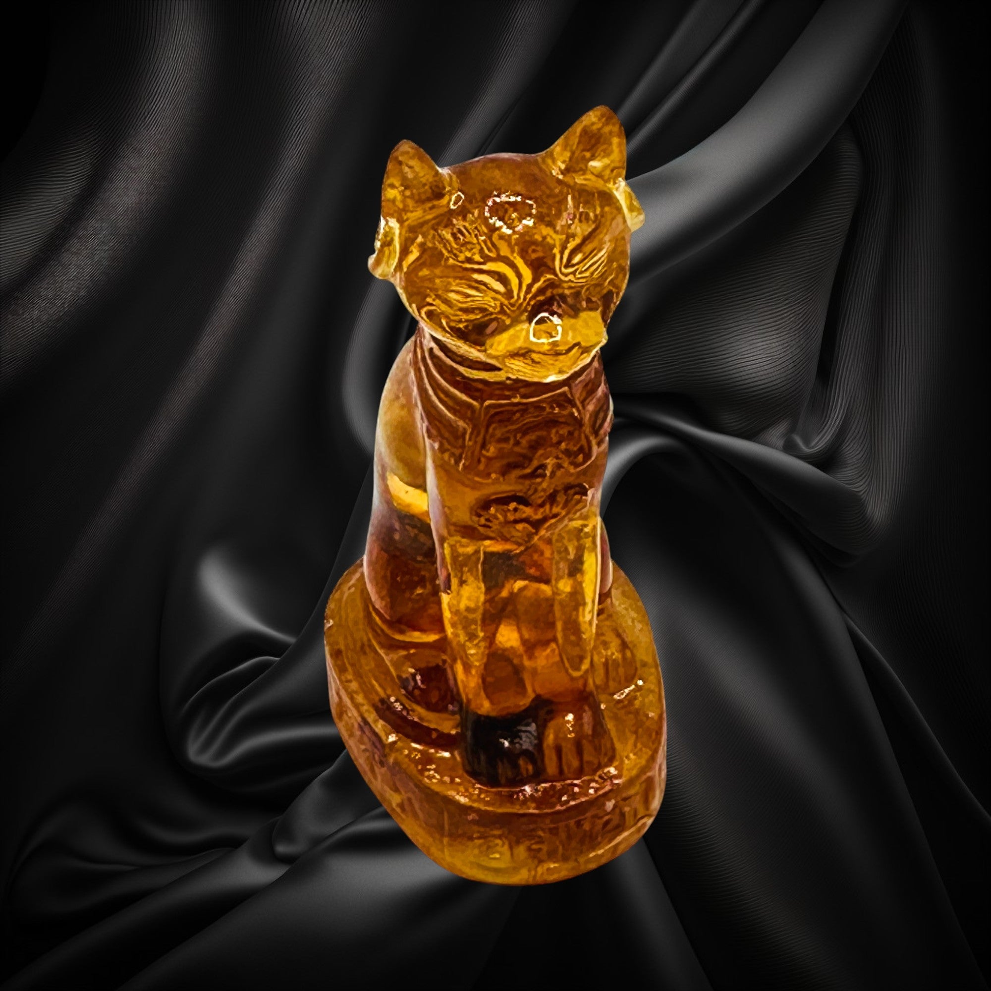 Figurine de chat en ambre naturel de la Baltique faite à la main aux États-Unis, statue de chat Sphynx en ambre, sculpture de chat, cadeau souvenir, cadeau unique en ambre, décoration d'intérieur KIZIMA