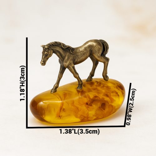USA Handmade Brass Horse Figurine on Amber Base – KIZIMA