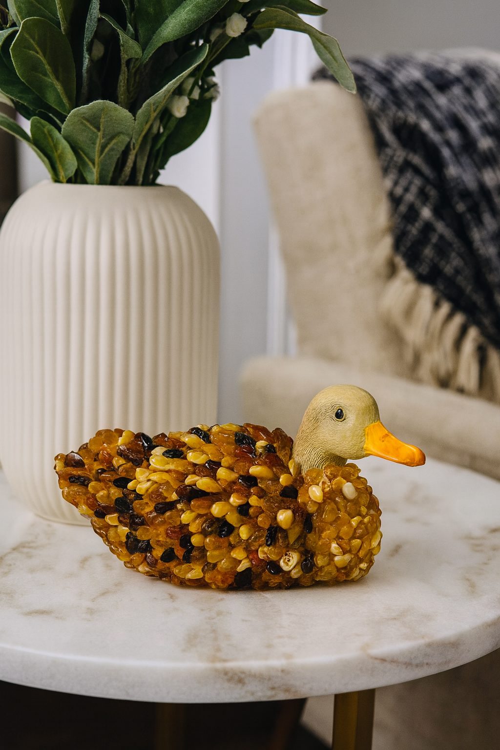 Amber Duck Figurine – Handmade Ceramic Base | Unique Home Accent