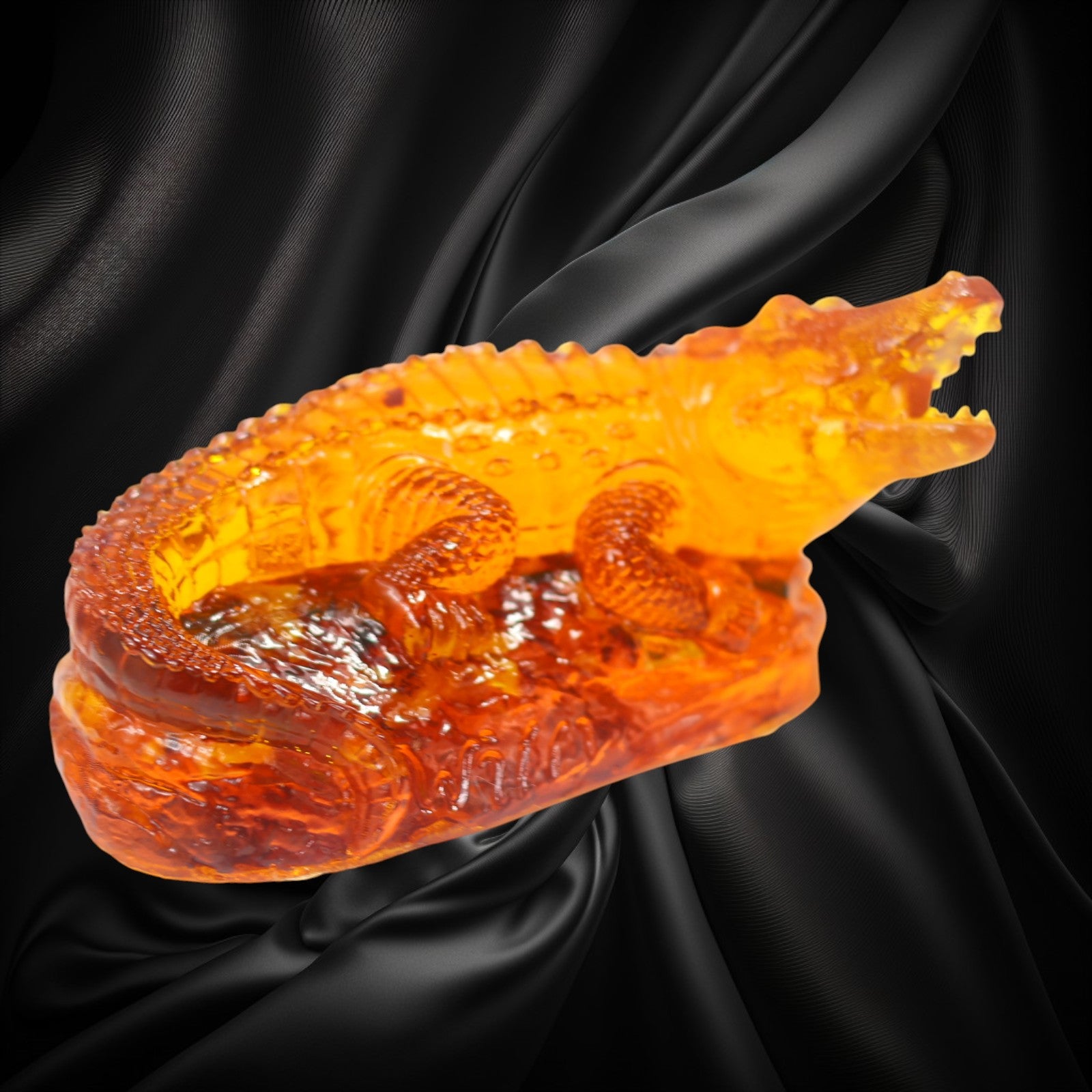 Amber Crocodile Figurine