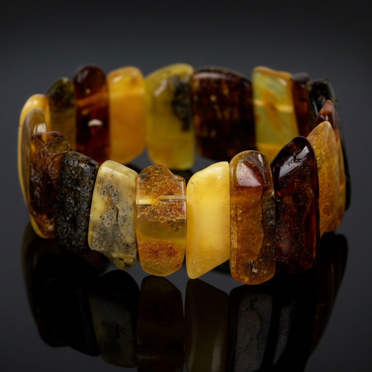 Multi-color amber bracelet for women by KIZIMA® — handmade in USA, additional view