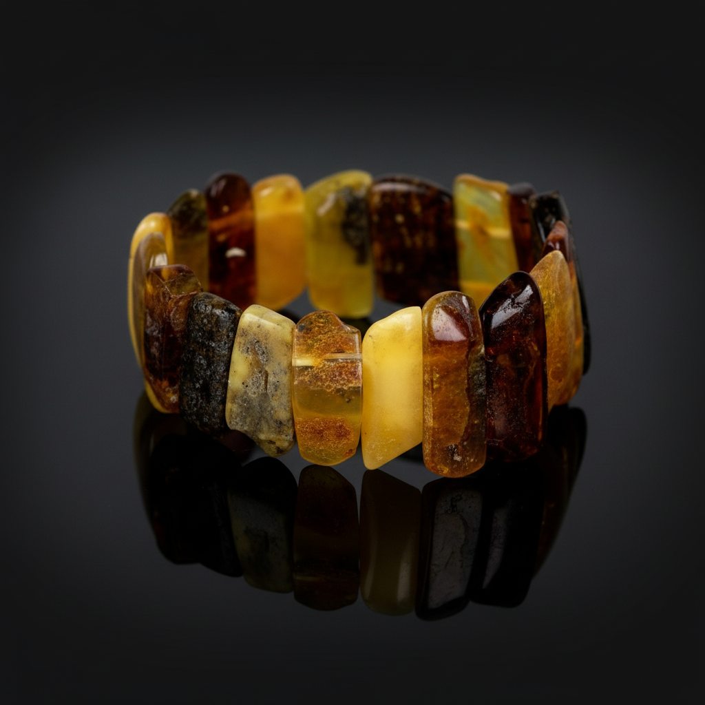 Multi-color amber bracelet for women by KIZIMA® — handmade in USA, side view