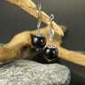 Handmade gothic black Baltic amber earrings by KIZIMA® — dark elegant jewelry, made in USA
