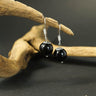 Handmade gothic black Baltic amber drop earrings by KIZIMA® — dark elegant jewelry, made in USA