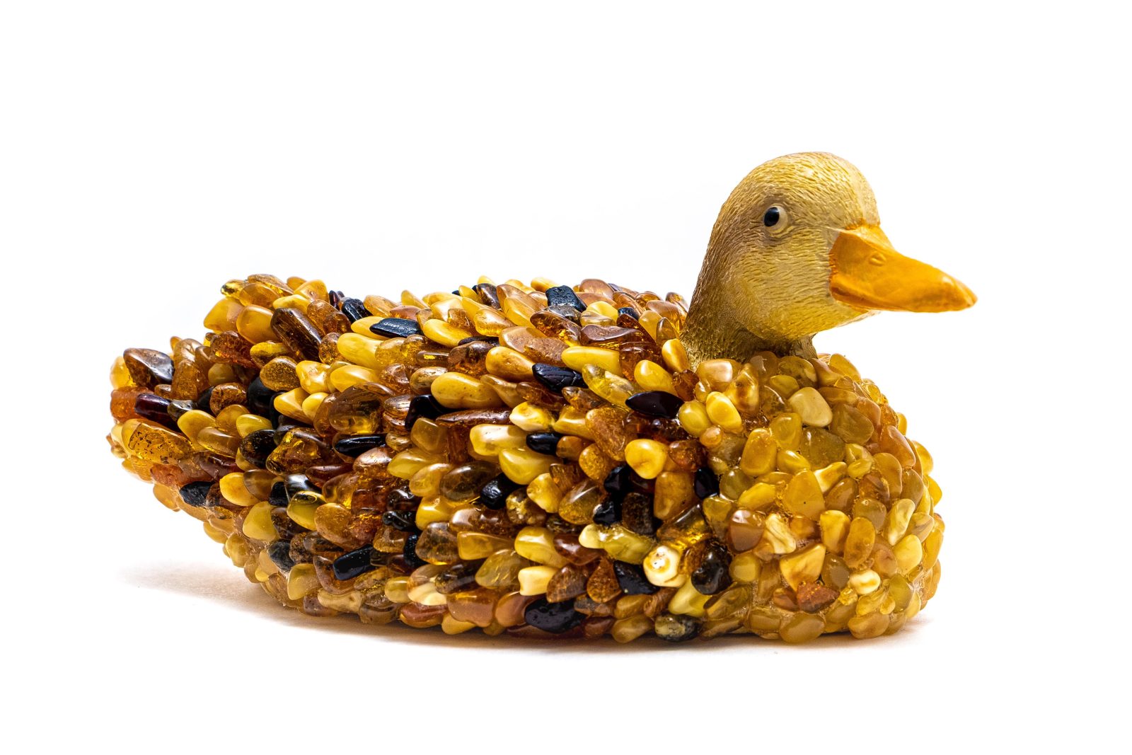 Amber Duck Figurine – Handmade Ceramic Base | Unique Home Accent
