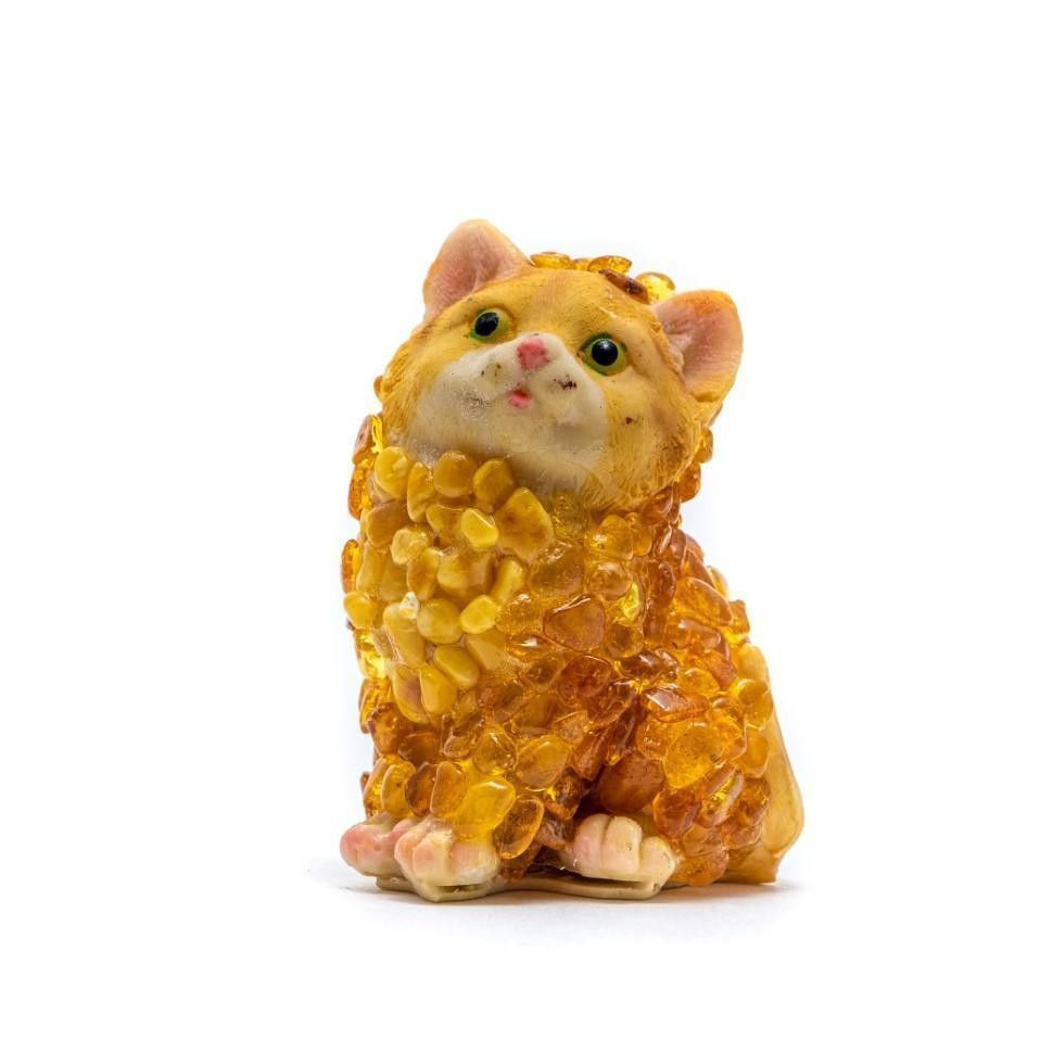 USA Handmade Cat Figurine, Amber Sculpture by KIZIMA, Home Decor