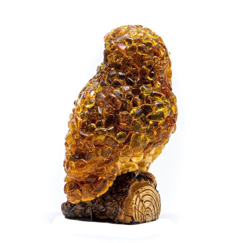 USA Handmade Owl Figurine Natural Baltic Amber KIZIMA