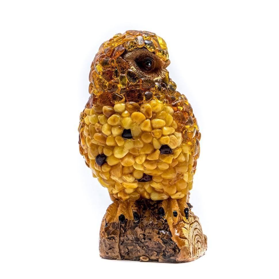 USA Handmade Owl Figurine Natural Baltic Amber KIZIMA