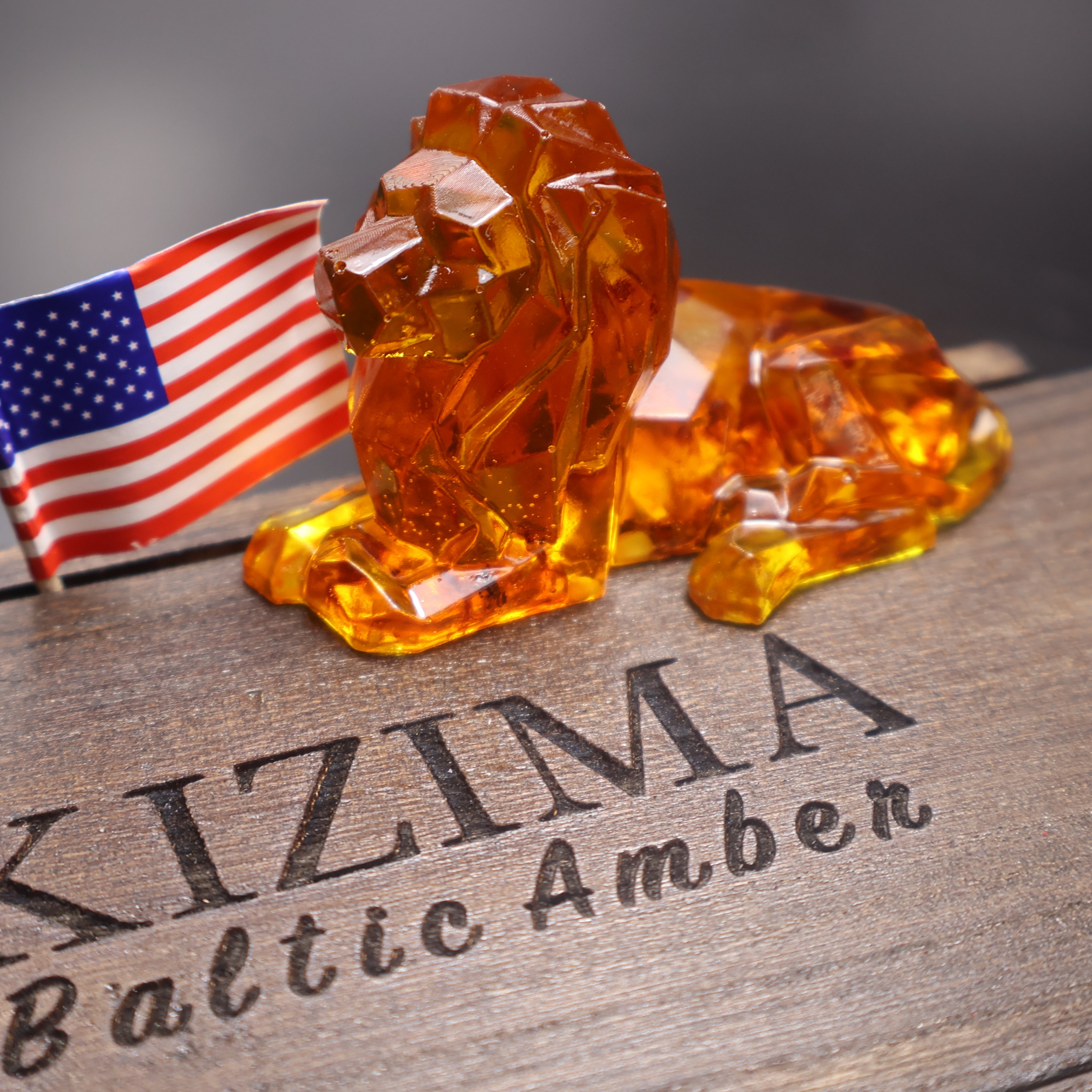 Leo Zodiac Lion Baltic Amber Figurine — Made in USA | KIZIMA®