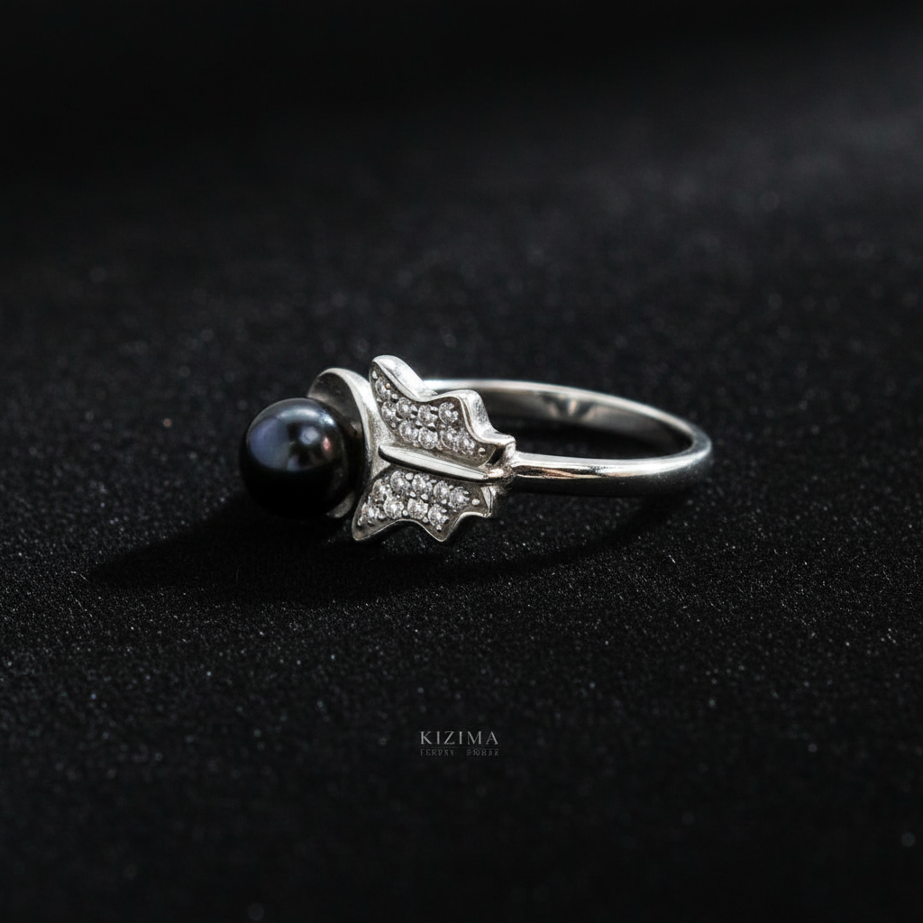 Certified black amber ring by KIZIMA® — handmade in USA, additional view