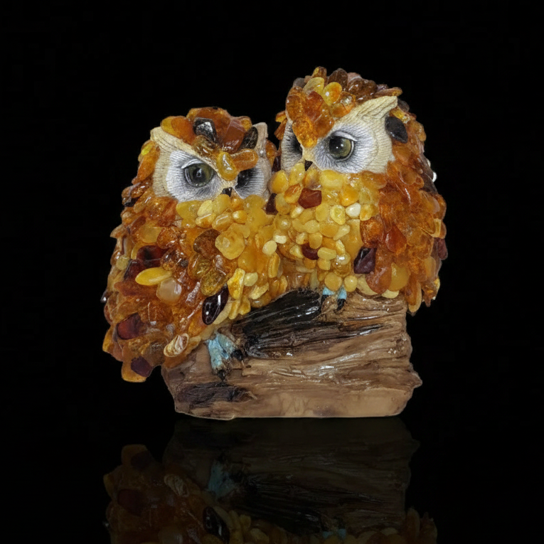 Charming Owl Baltic Amber Figurine — Made in USA | KIZIMA®