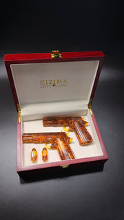 Made in USA Natural Baltic Amber Gun Figurine Collectible Decor KIZIMA®
