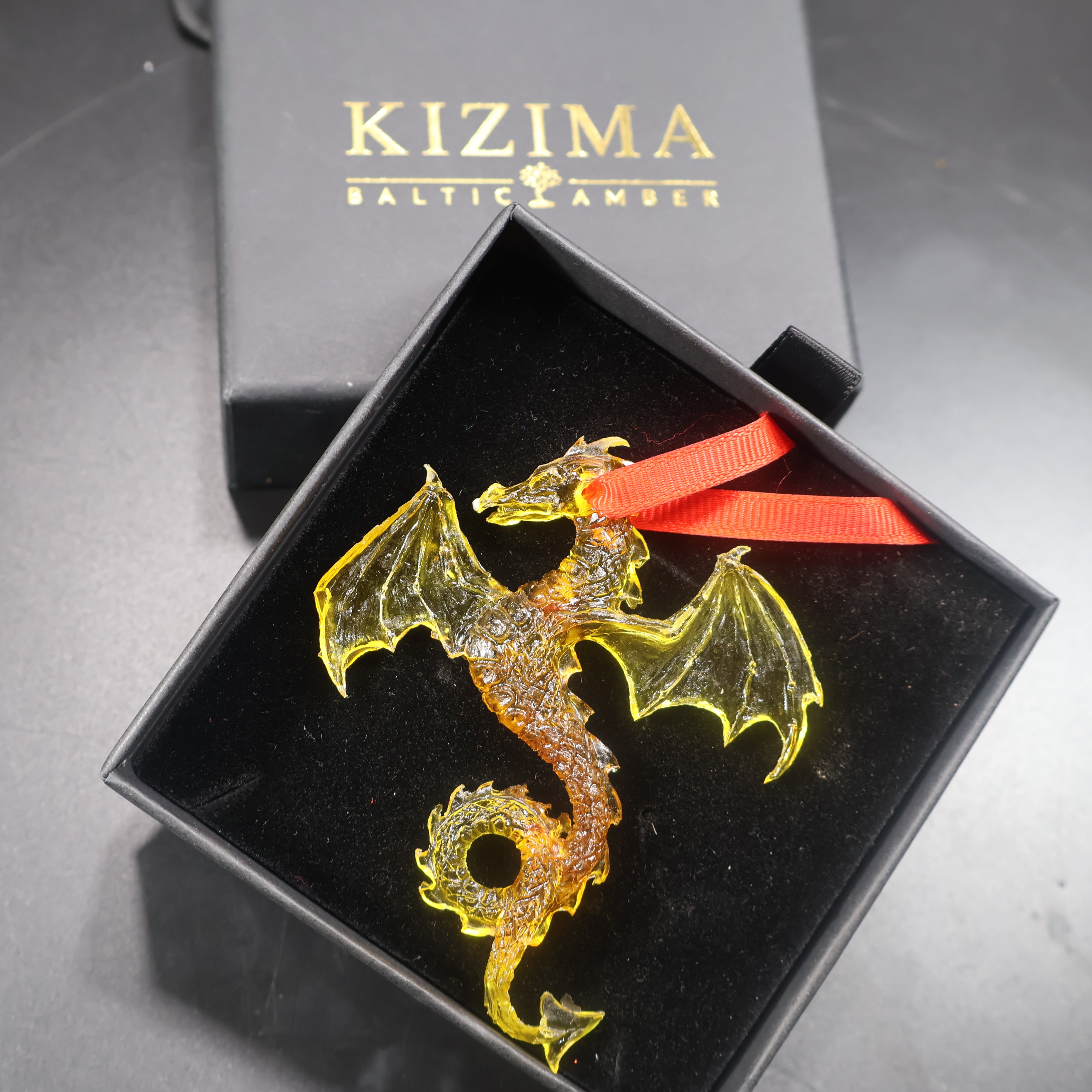 Gold Dragon Keychain Baltic Amber Pendant — Made in USA | KIZIMA®