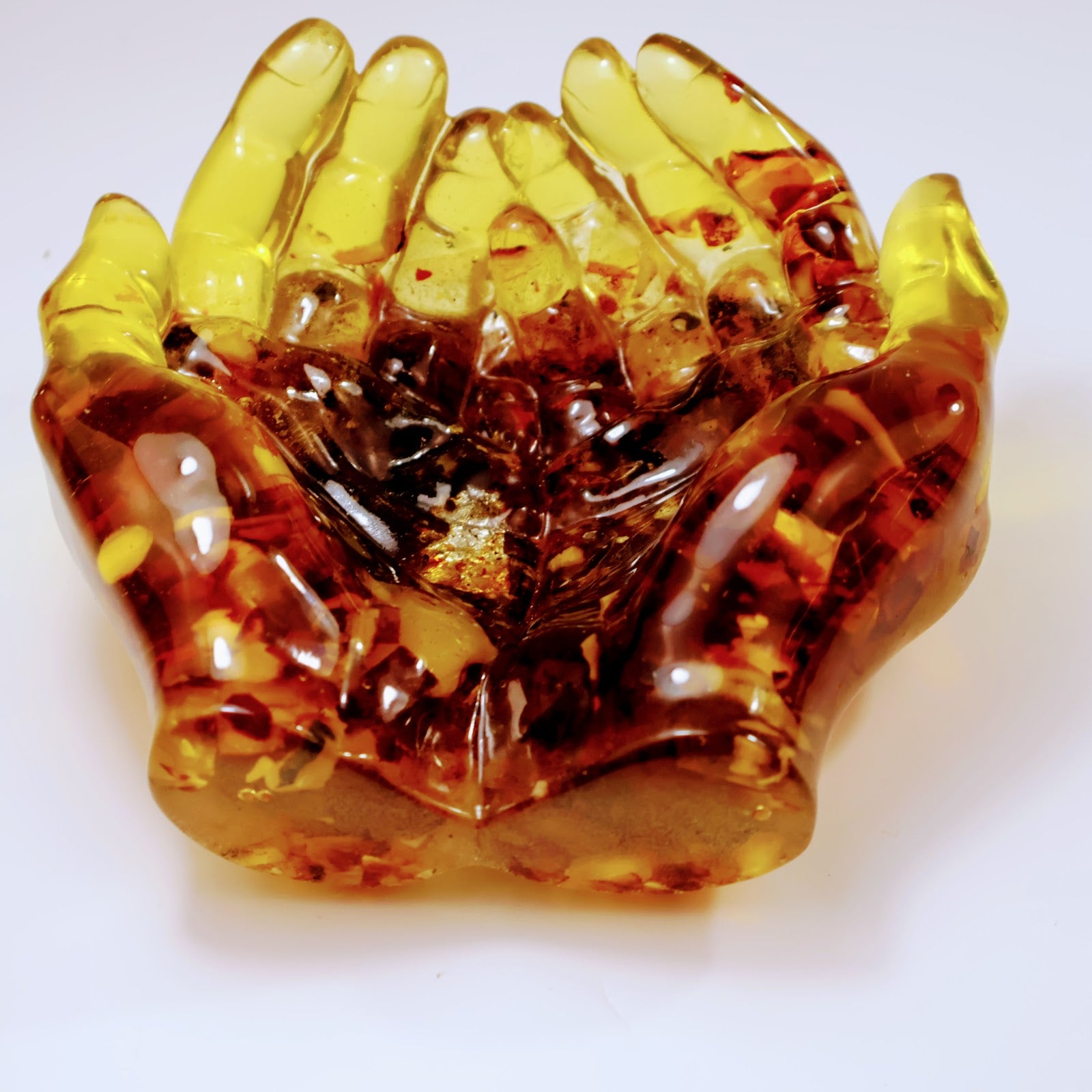 Amber Hands of Love Bowl Baltic Amber Wedding and Anniversary Gift Ring Holder