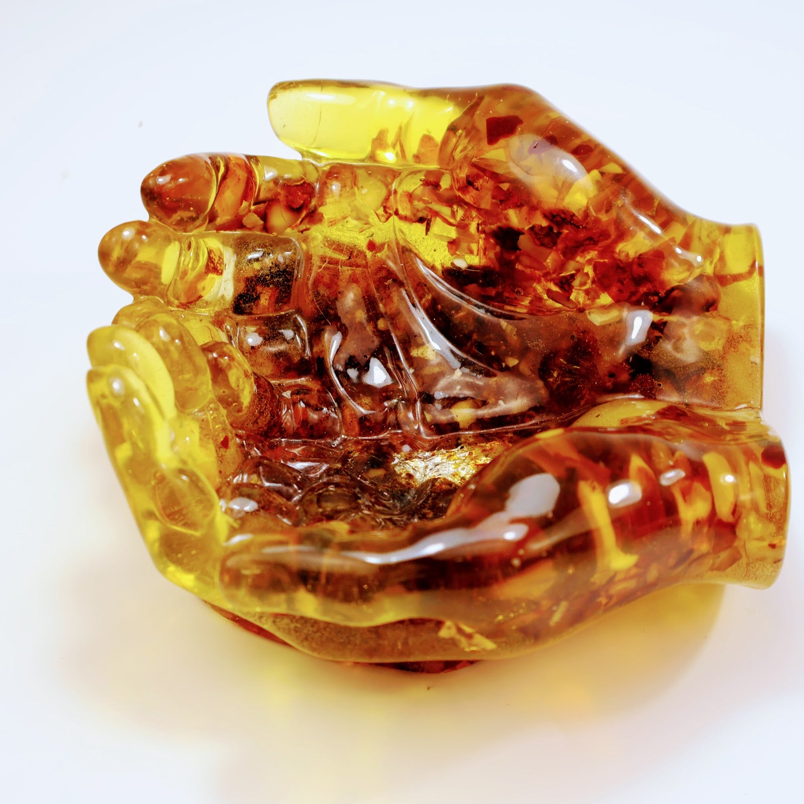 Amber Hands of Love Bowl Baltic Amber Wedding and Anniversary Gift Ring Holder