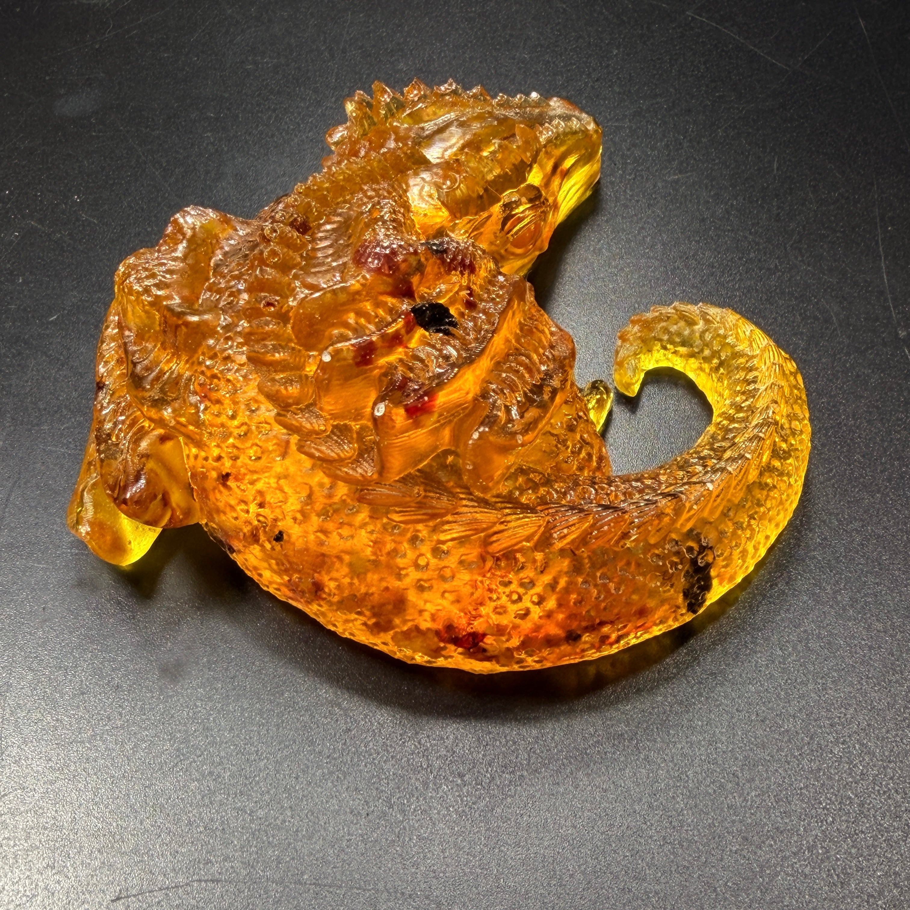 KIZIMA® Made in USA Baltic Amber Dragon Figurine | Handmade Sculpture | Luxury Gift