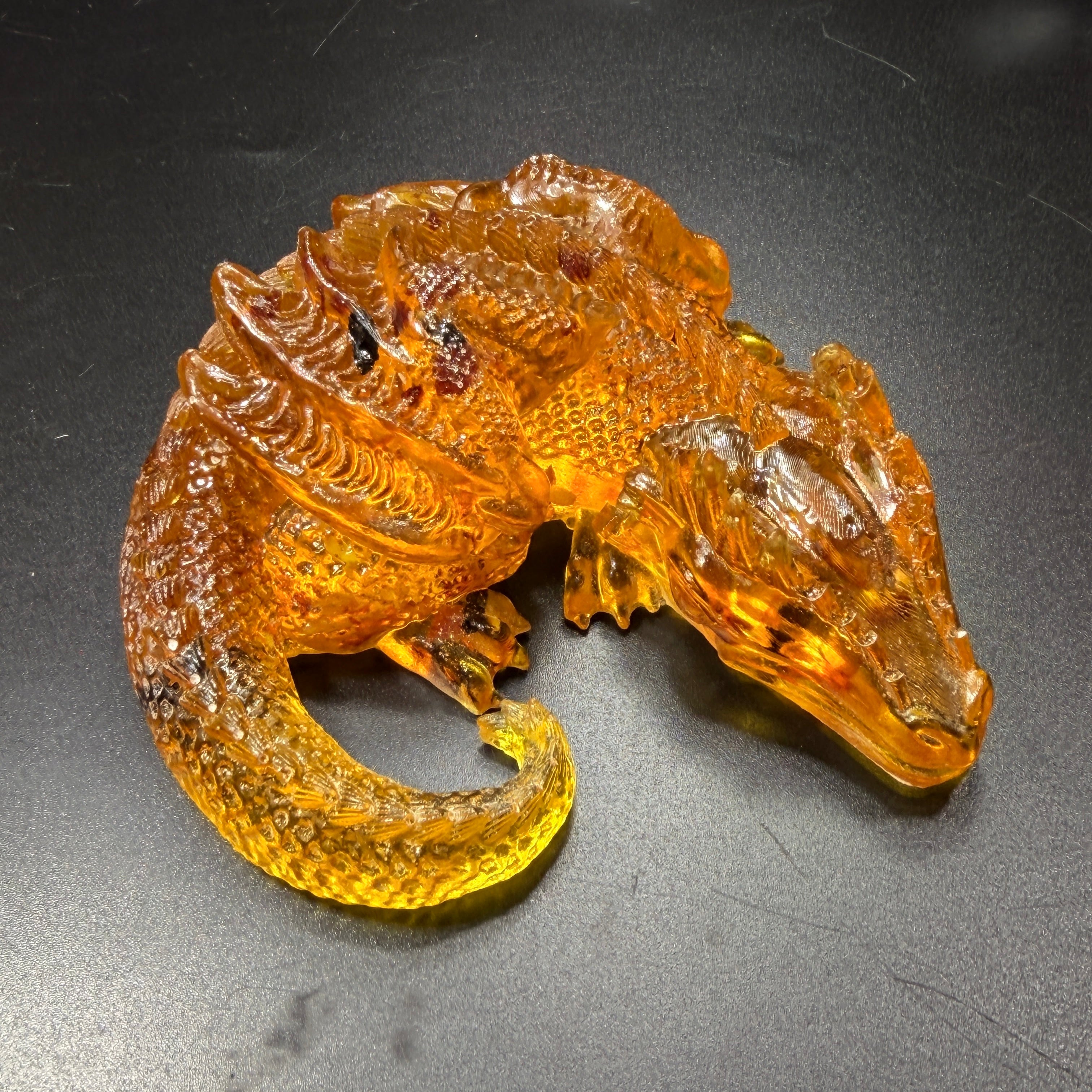 KIZIMA® Made in USA Baltic Amber Dragon Figurine | Handmade Sculpture | Luxury Gift