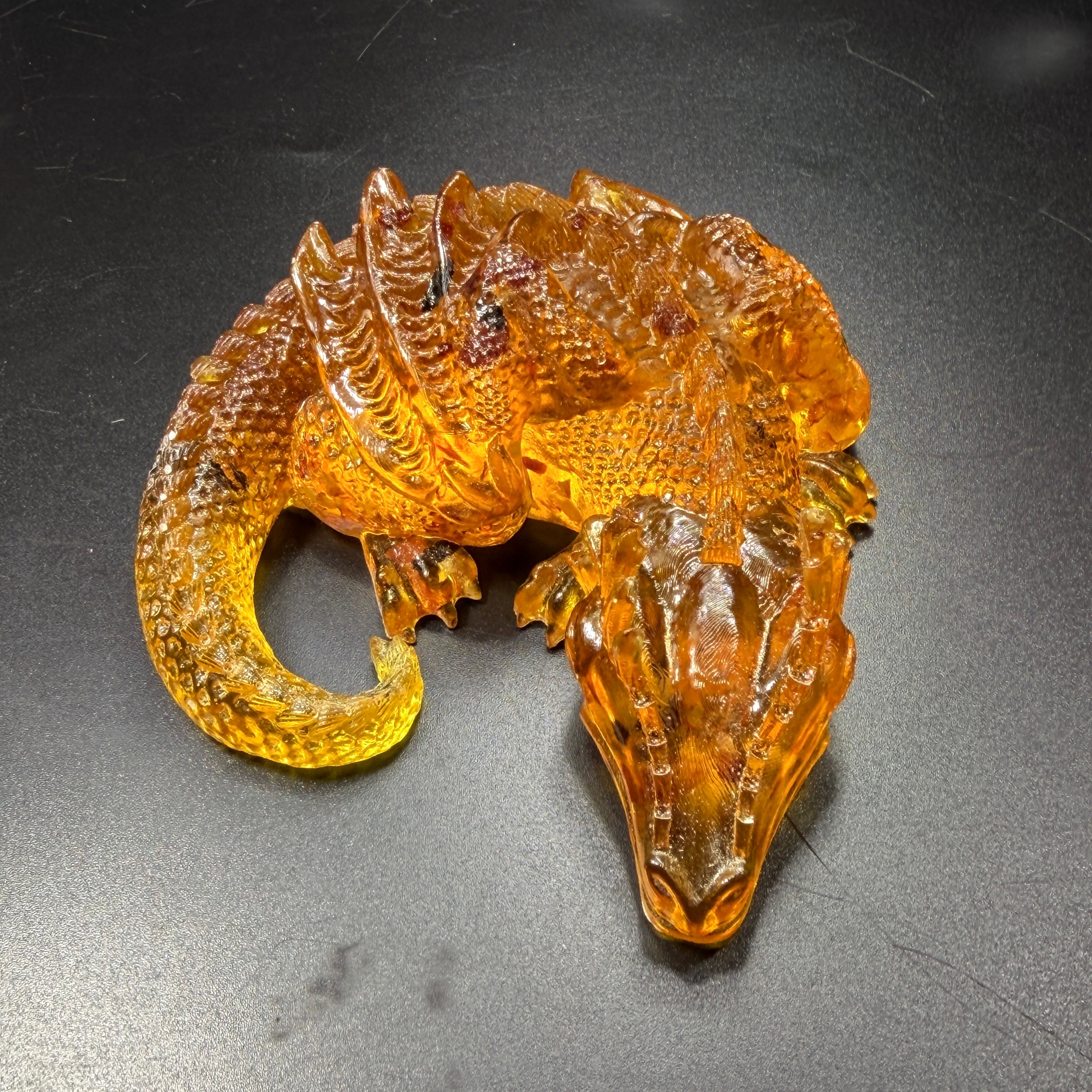 KIZIMA® Made in USA Baltic Amber Dragon Figurine | Handmade Sculpture | Luxury Gift