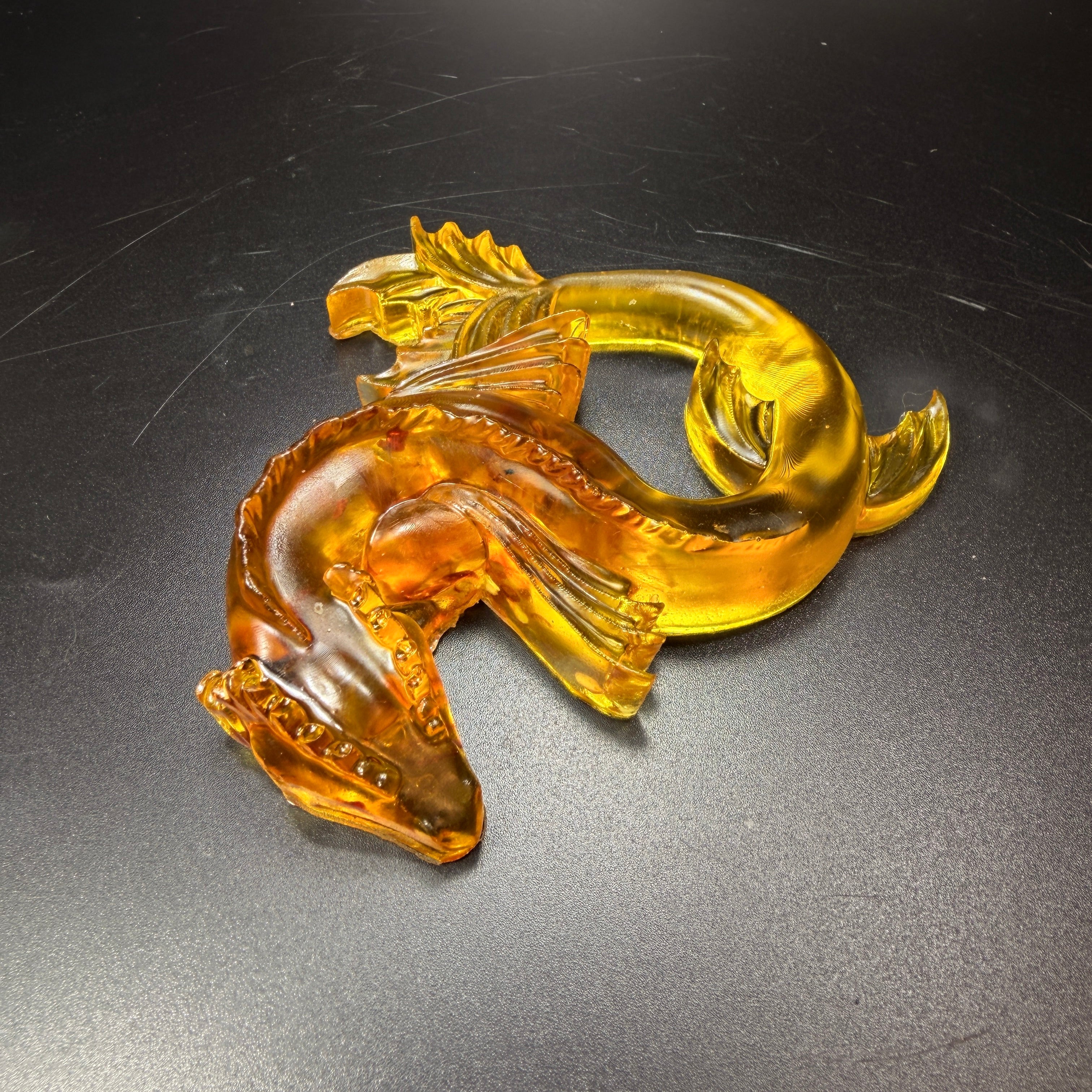 KIZIMA® Made in USA Baltic Amber Dragon Figurine | Serpent Tail | Handmade Luxury Gift