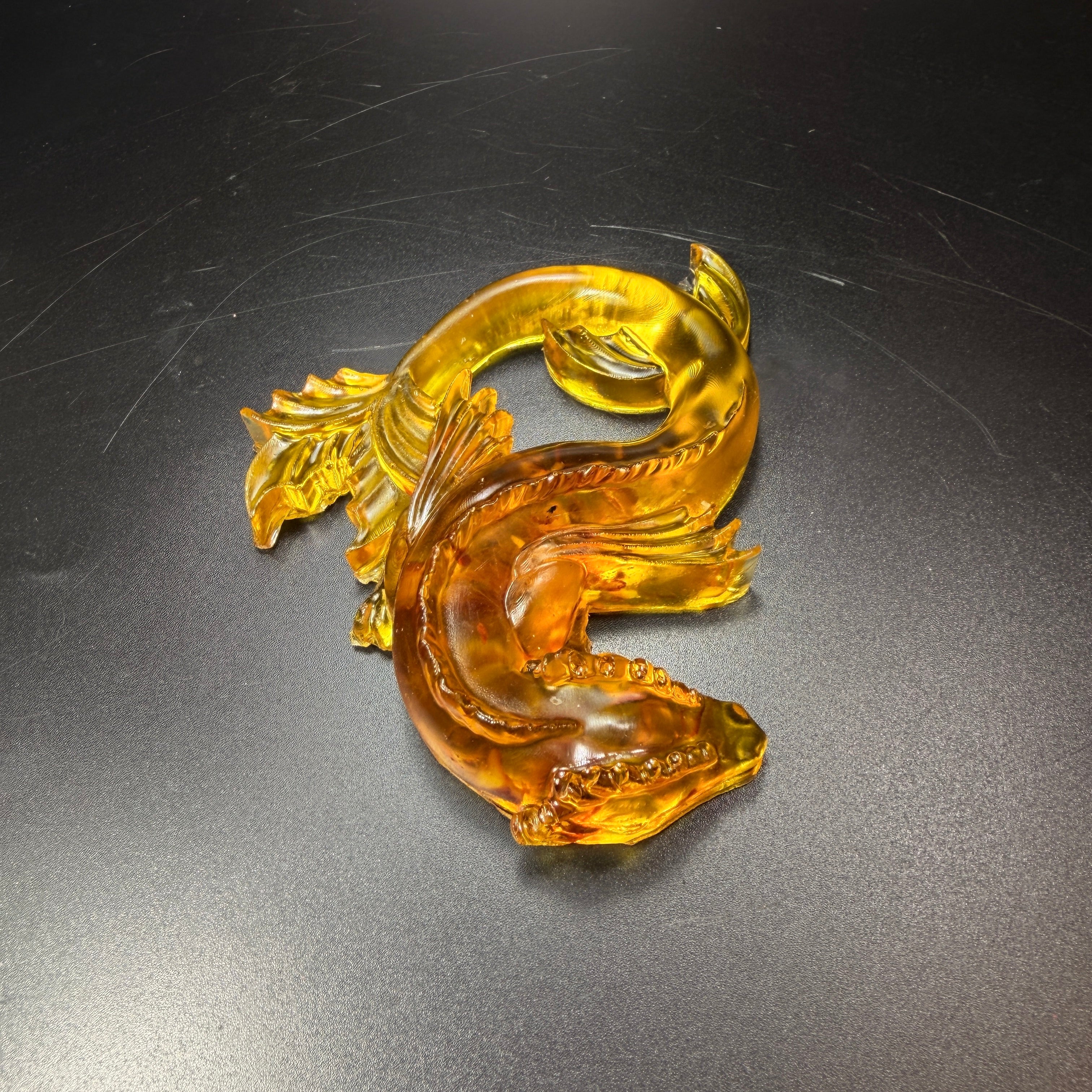 KIZIMA® Made in USA Baltic Amber Dragon Figurine | Serpent Tail | Handmade Luxury Gift