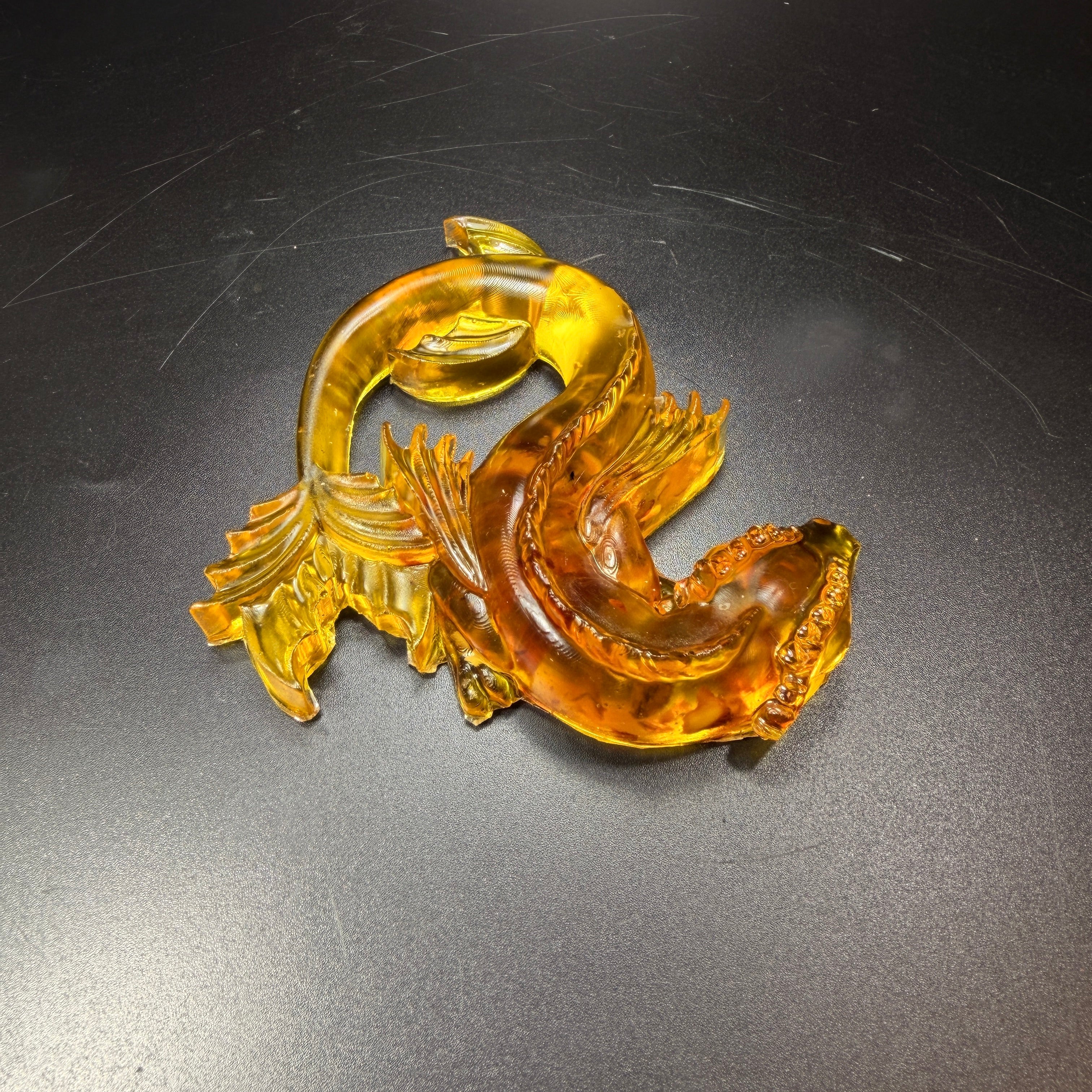 KIZIMA® Made in USA Baltic Amber Dragon Figurine | Serpent Tail | Handmade Luxury Gift