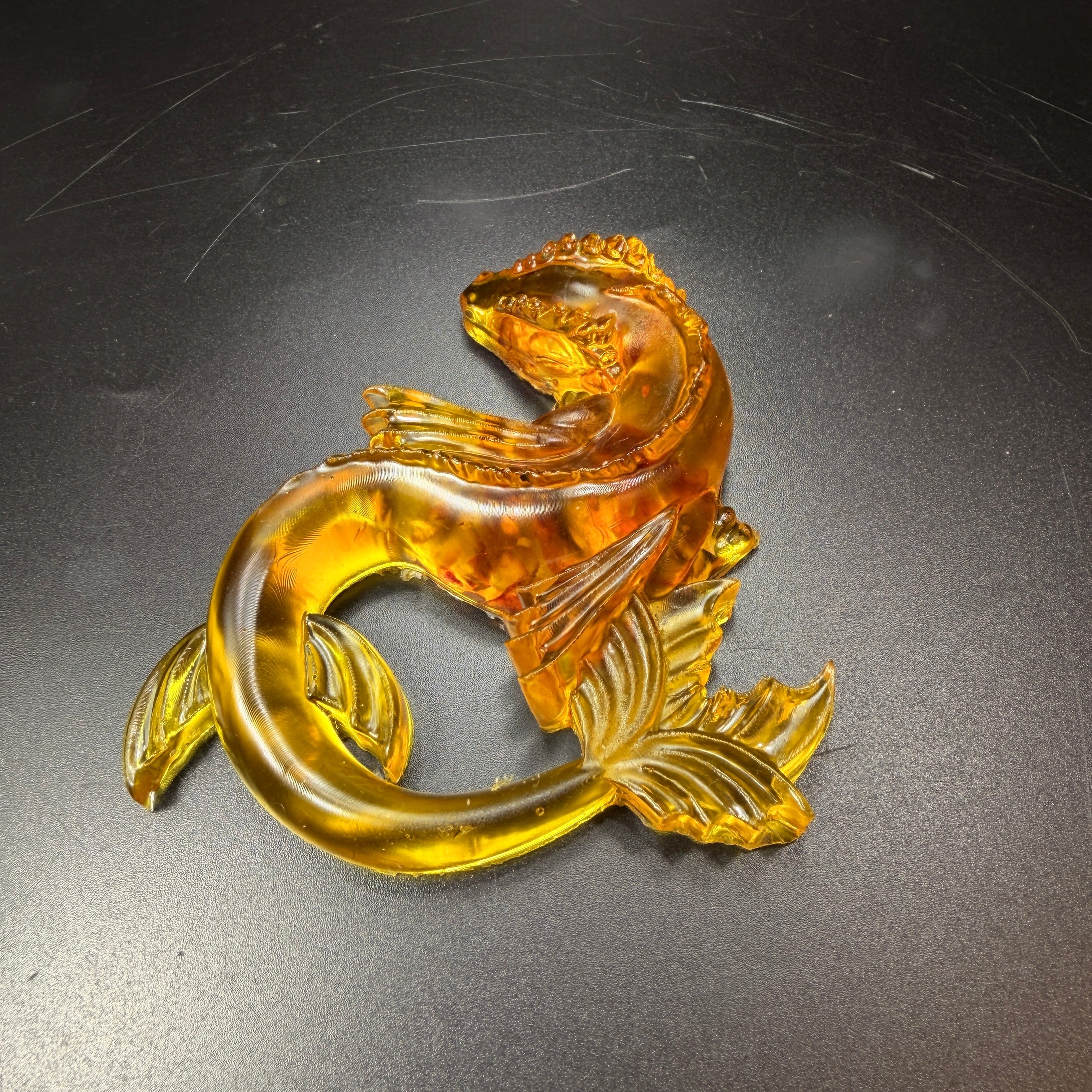 KIZIMA® Made in USA Baltic Amber Dragon Figurine | Serpent Tail | Handmade Luxury Gift