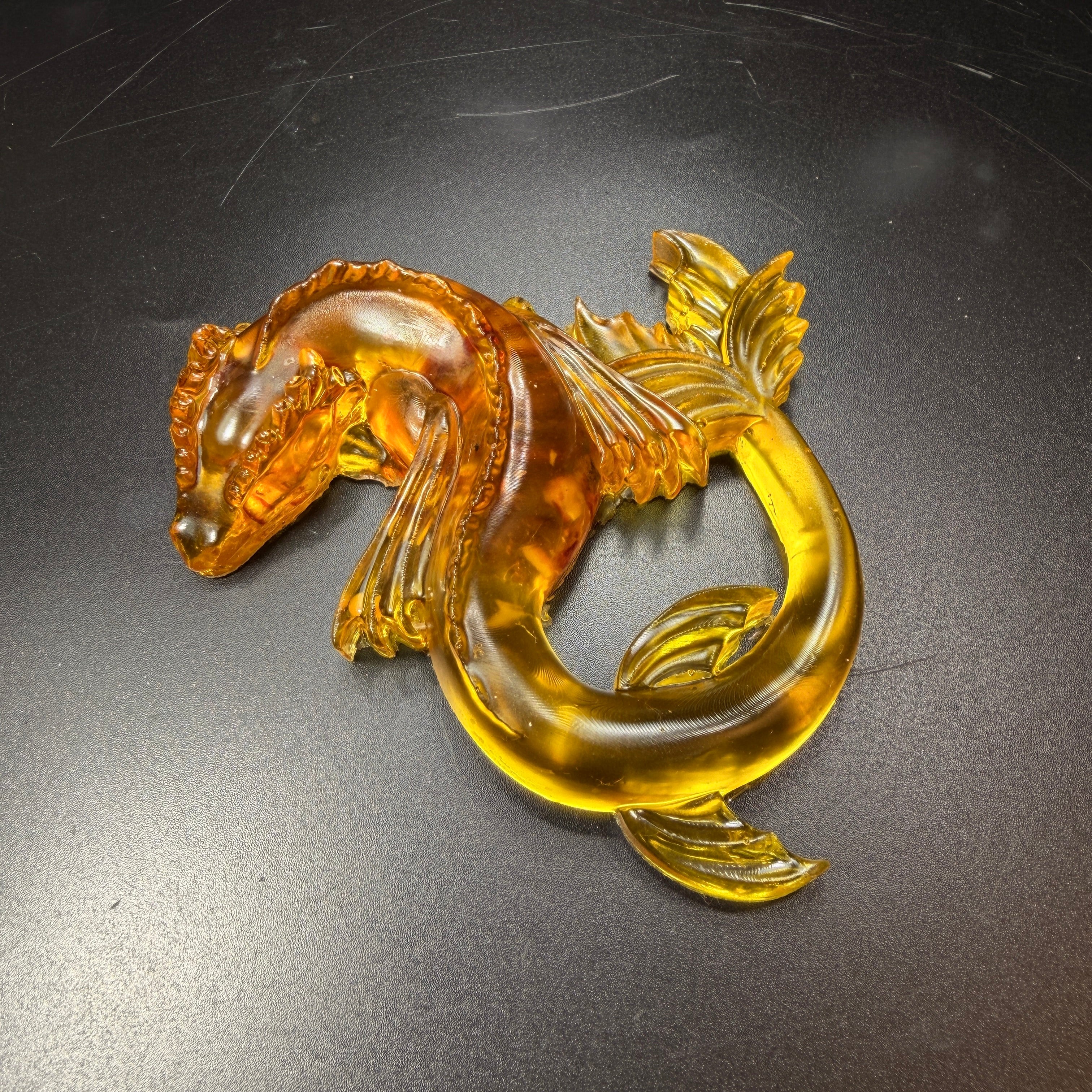 KIZIMA® Made in USA Baltic Amber Dragon Figurine | Serpent Tail | Handmade Luxury Gift