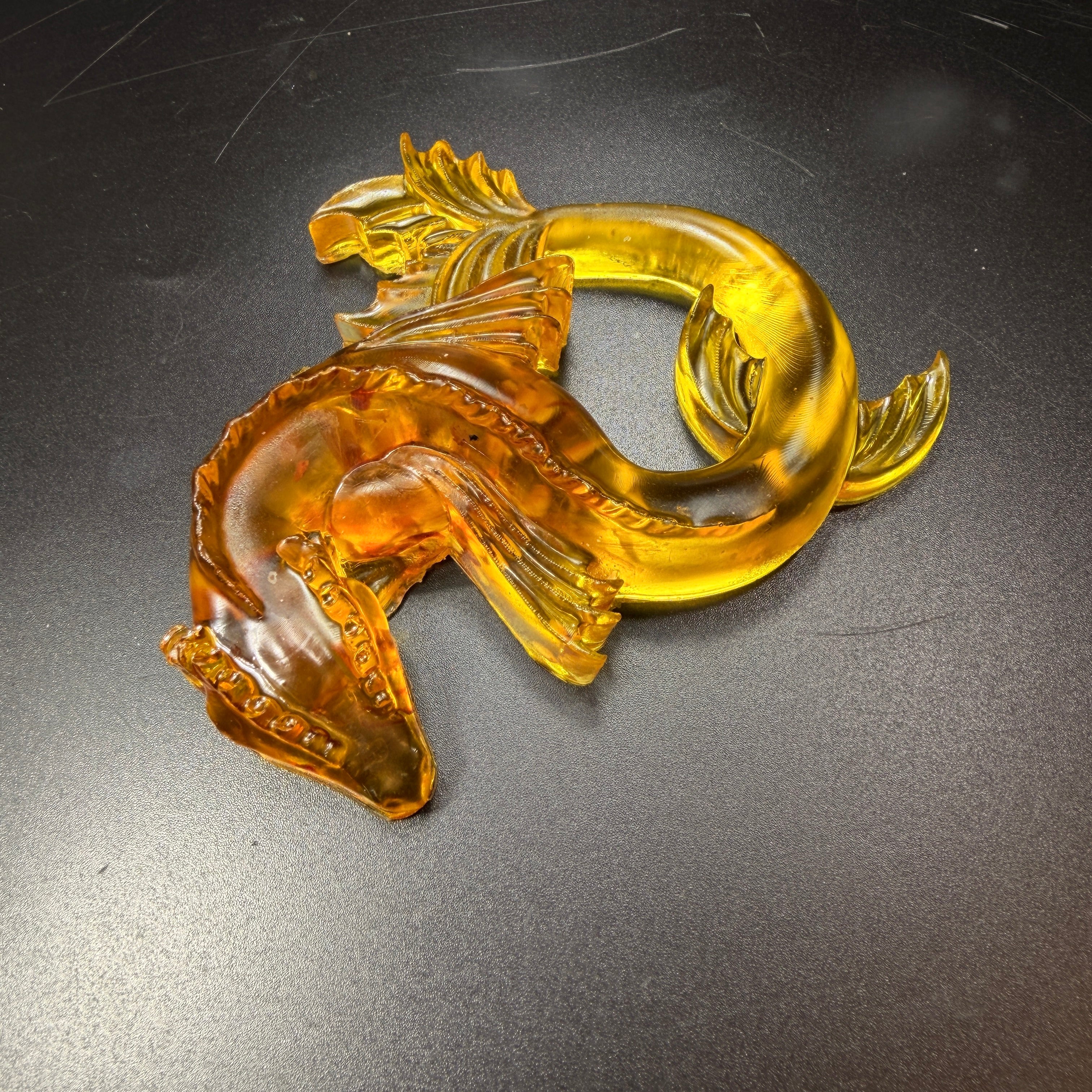 KIZIMA® Made in USA Baltic Amber Dragon Figurine | Serpent Tail | Handmade Luxury Gift