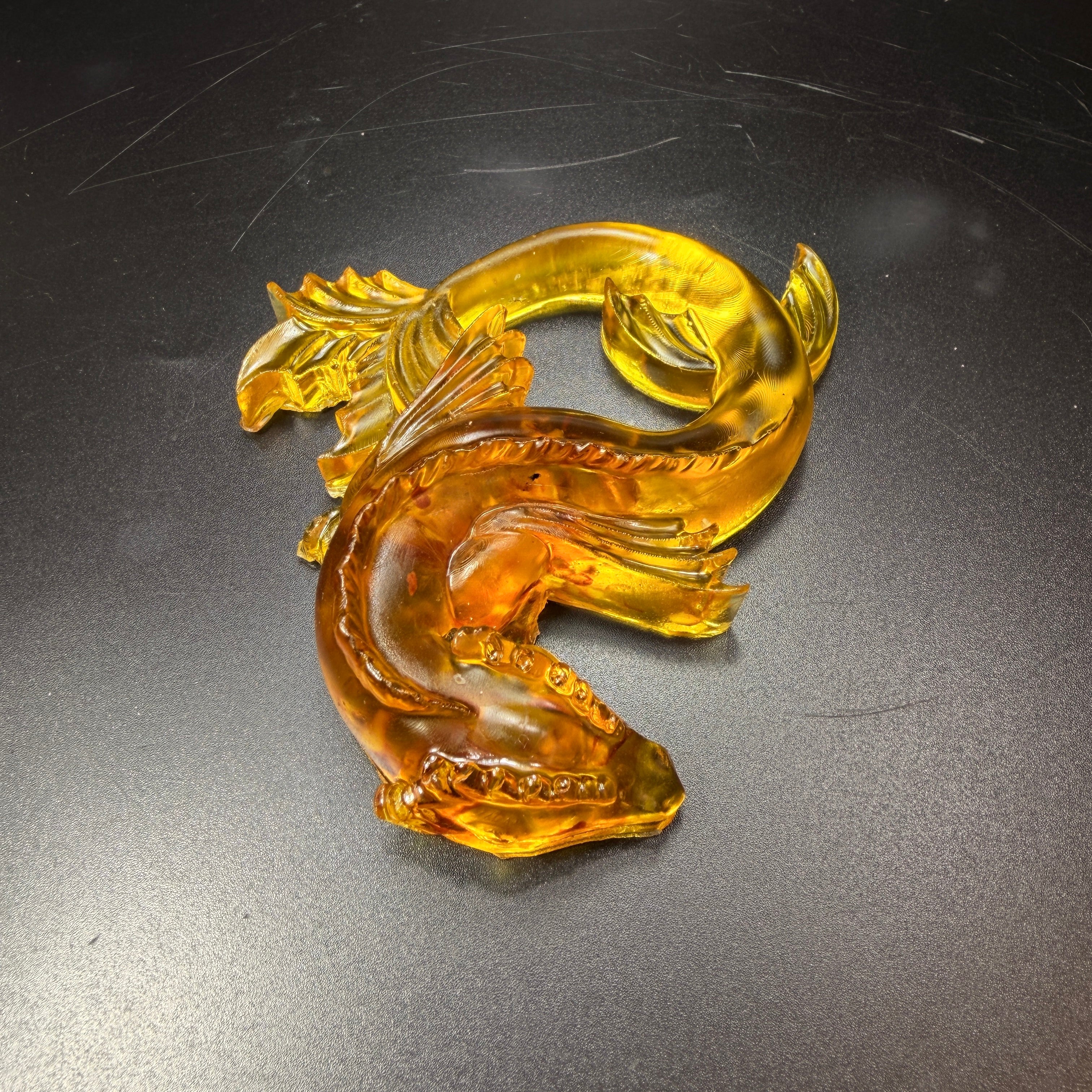 KIZIMA® Made in USA Baltic Amber Dragon Figurine | Serpent Tail | Handmade Luxury Gift