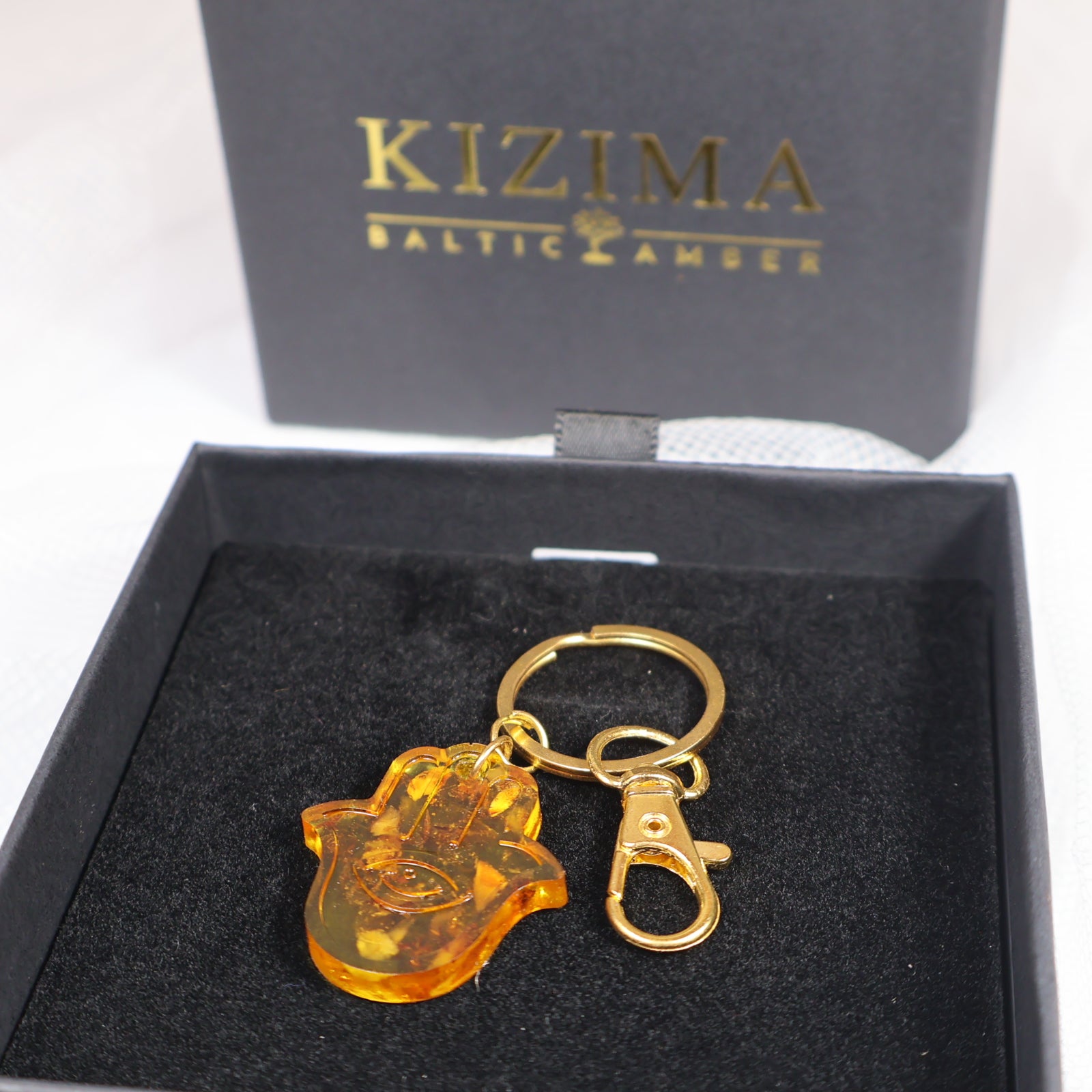 USA Unique Amber HAMSA Keychain – Handcrafted Luck & Protection Charm