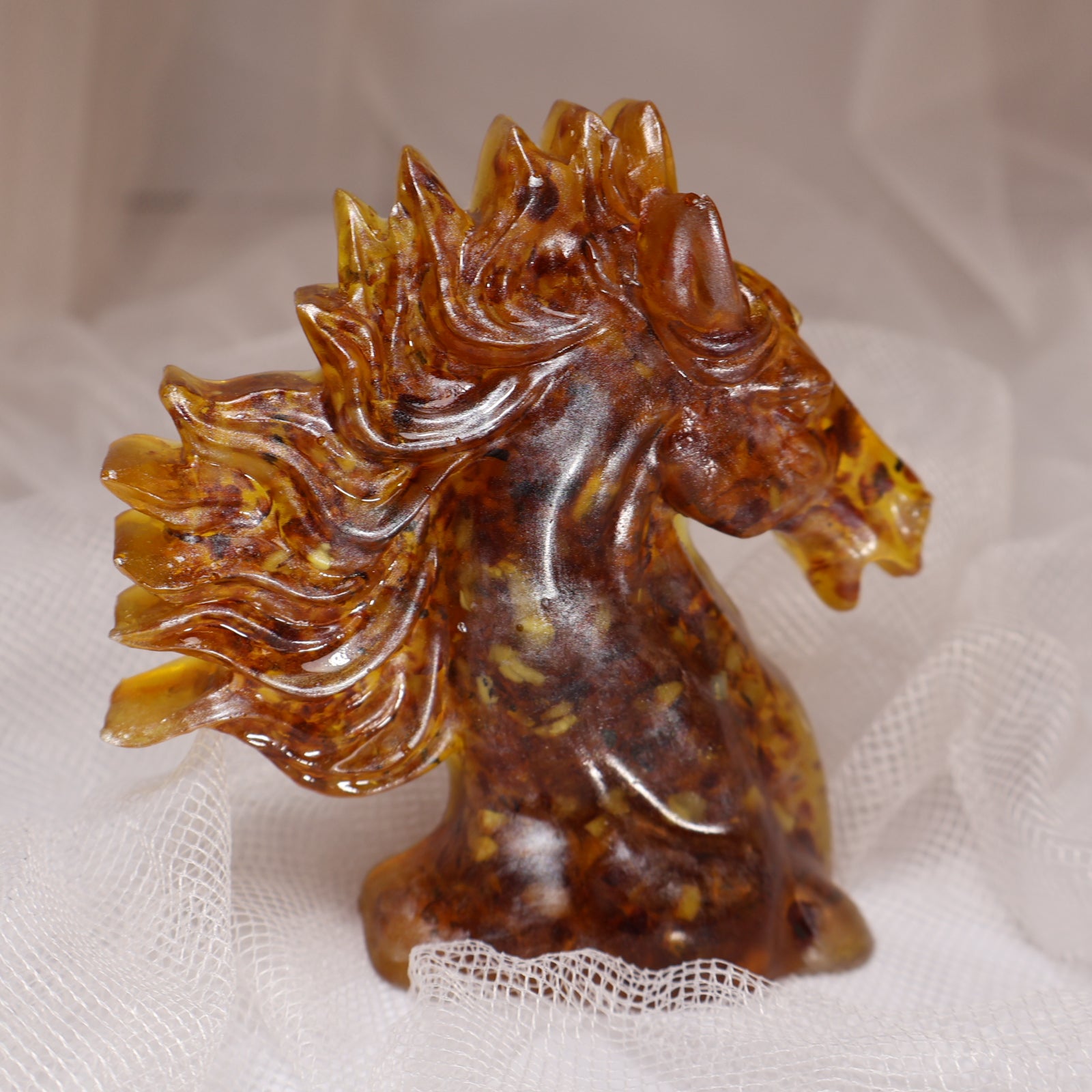 Amber Horse Bookend Handmade KIZIMA 2026 Symbol – Luxury Business Gift for Men