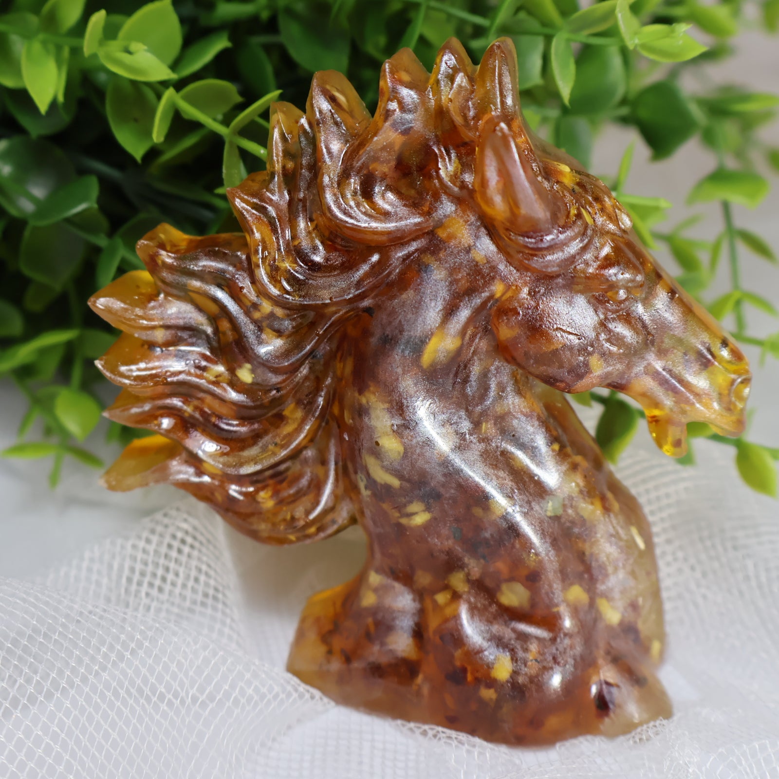 Amber Horse Bookend Handmade KIZIMA 2026 Symbol – Luxury Business Gift for Men