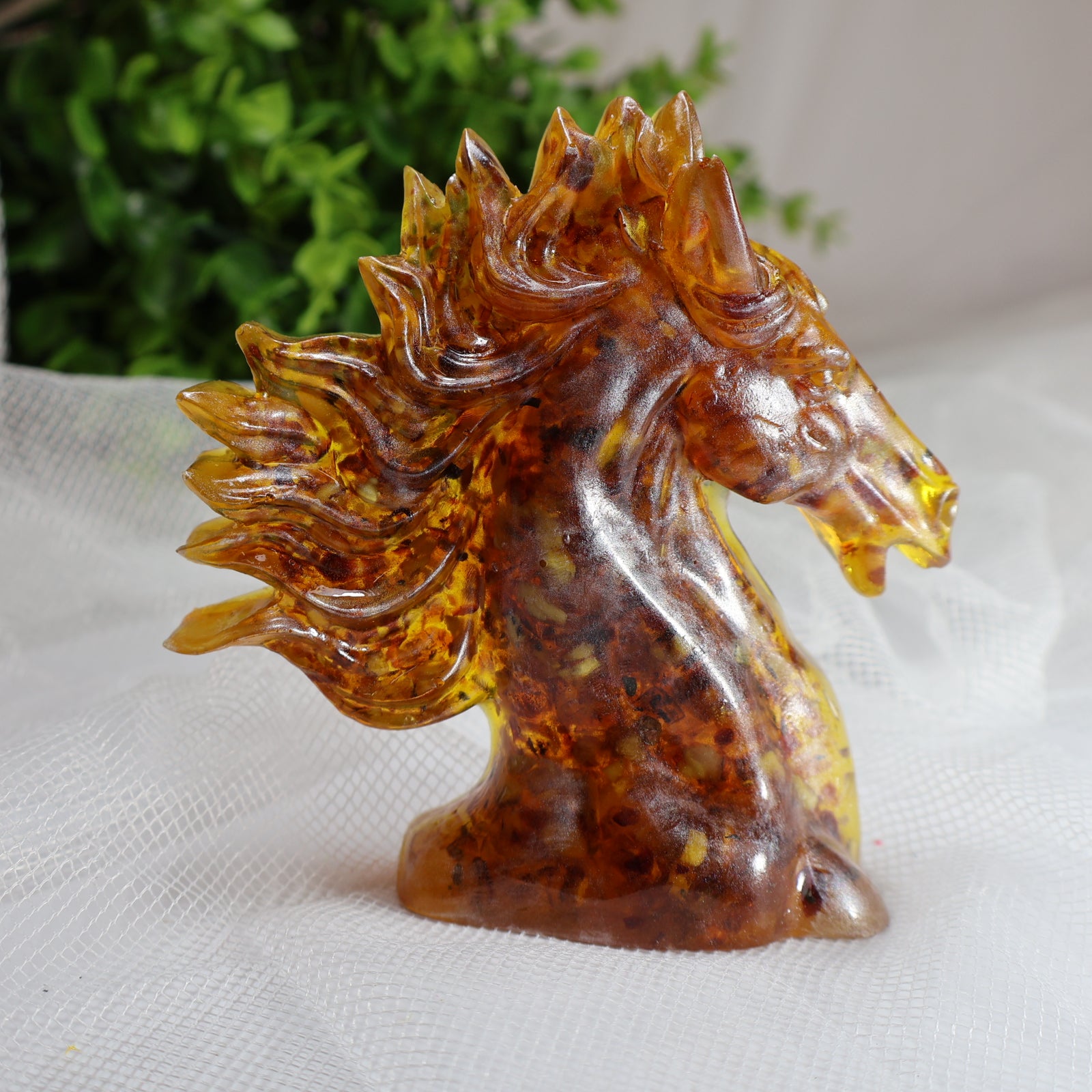 Amber Horse Bookend Handmade KIZIMA 2026 Symbol – Luxury Business Gift for Men