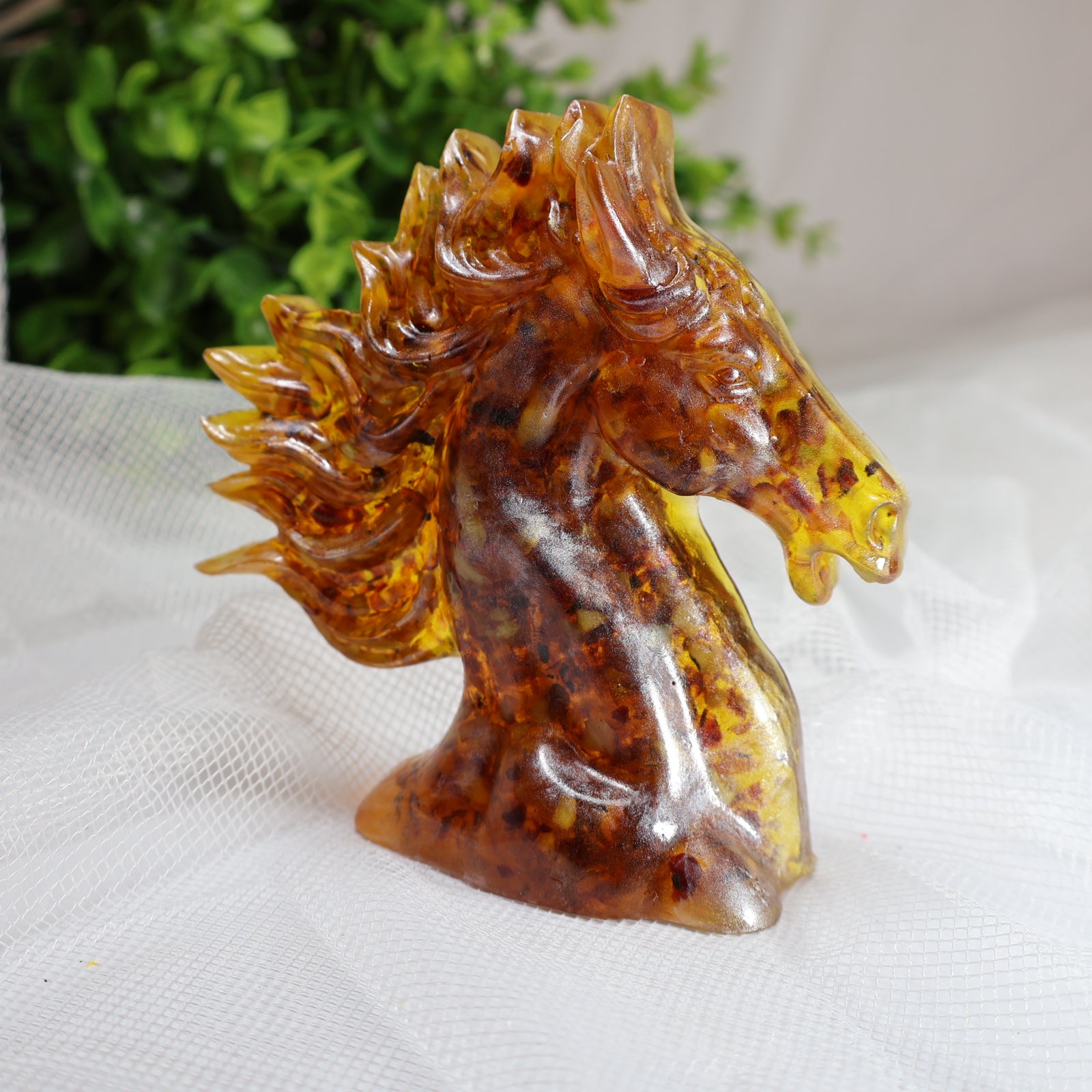 Amber Horse Bookend Handmade KIZIMA 2026 Symbol – Luxury Business Gift for Men