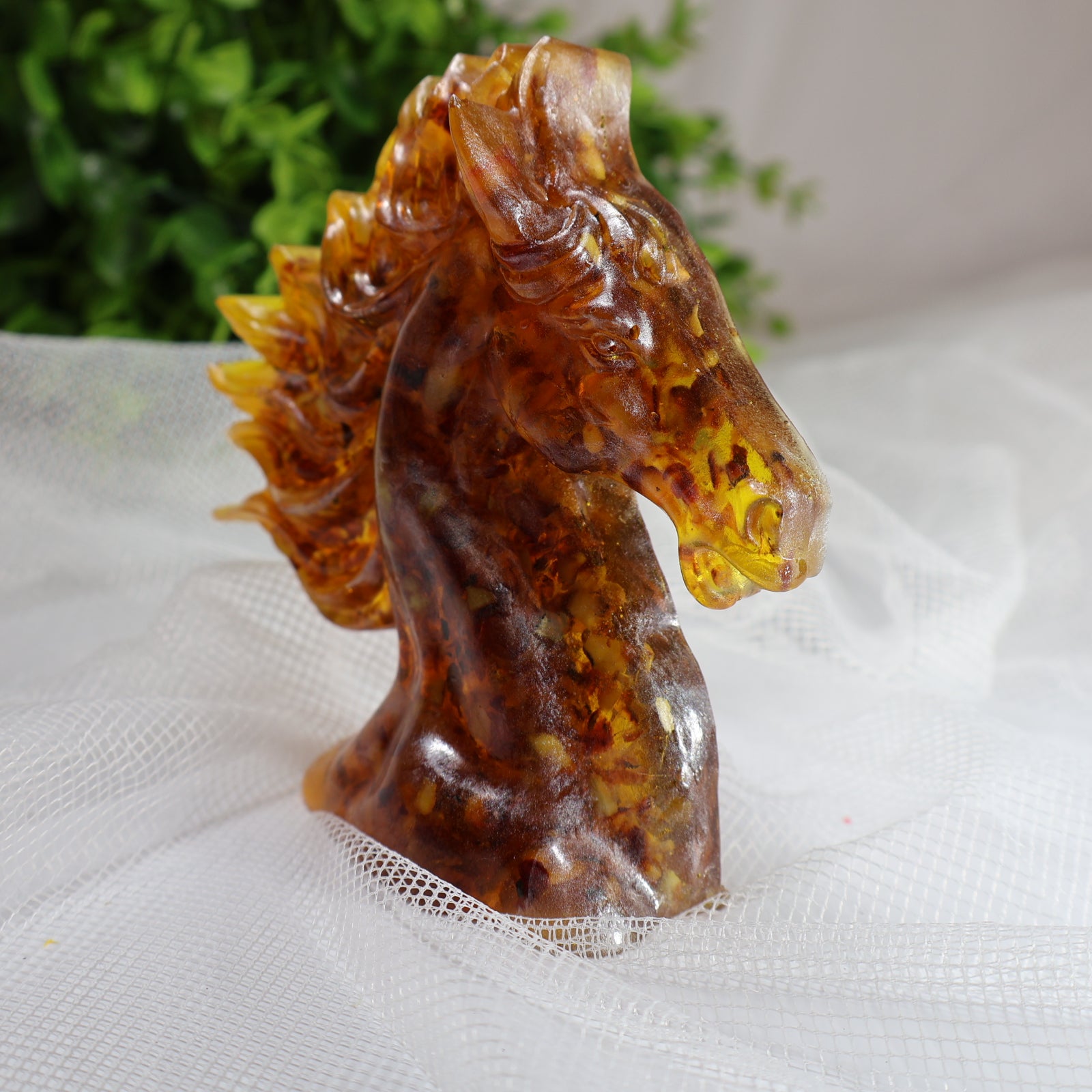Amber Horse Bookend Handmade KIZIMA 2026 Symbol – Luxury Business Gift for Men