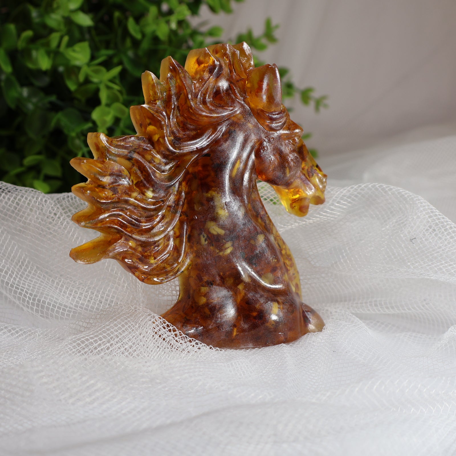Amber Horse Bookend Handmade KIZIMA 2026 Symbol – Luxury Business Gift for Men