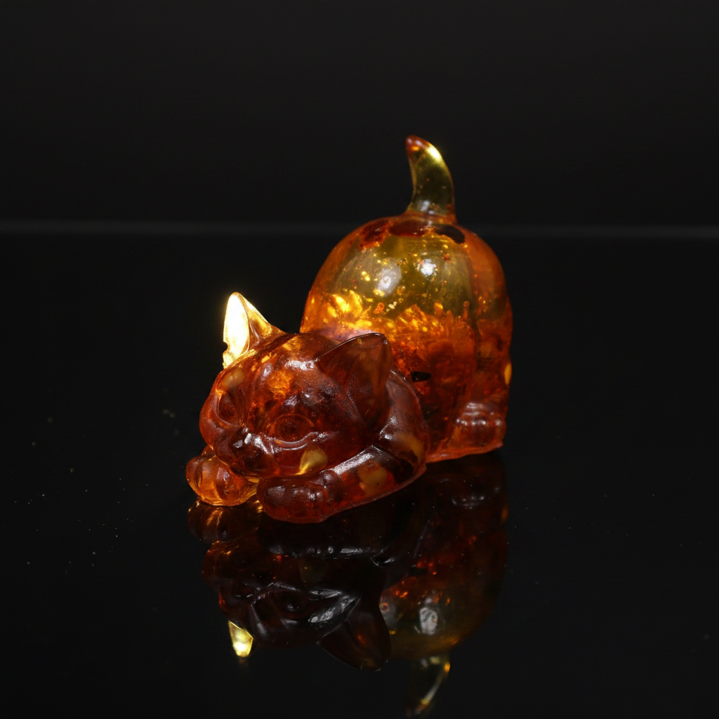 Golden Cat Baltic Amber Figurine — Made in USA | KIZIMA®
