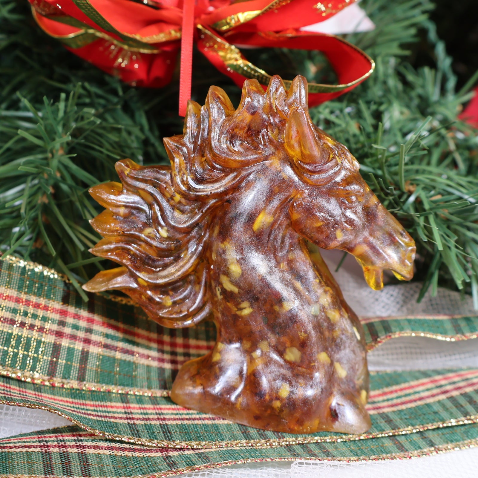 Amber Horse Bookend Handmade KIZIMA 2026 Symbol – Luxury Business Gift for Men