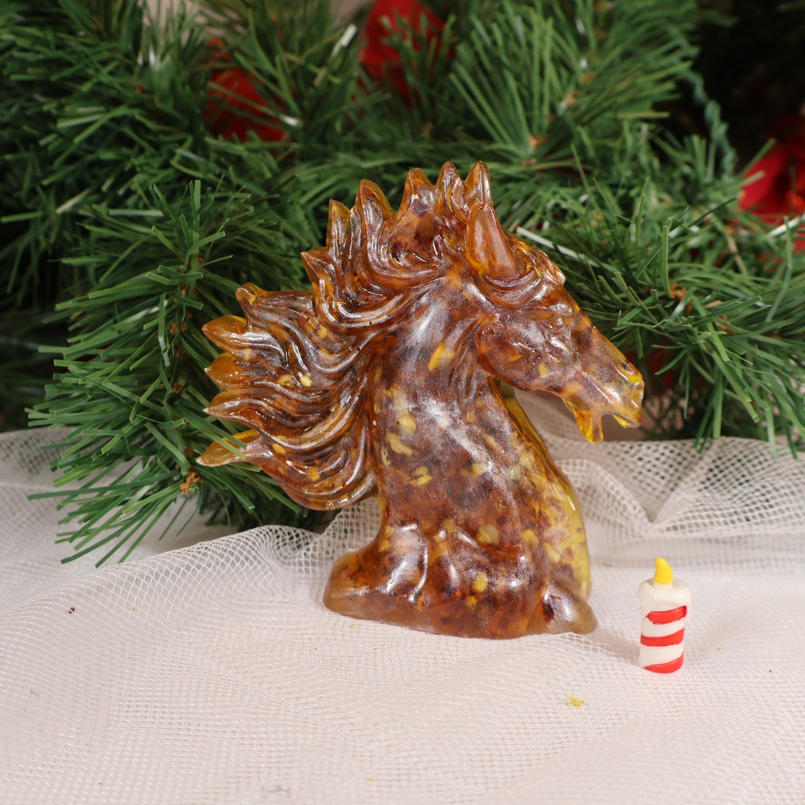 Amber Horse Bookend Handmade KIZIMA 2026 Symbol – Luxury Business Gift for Men