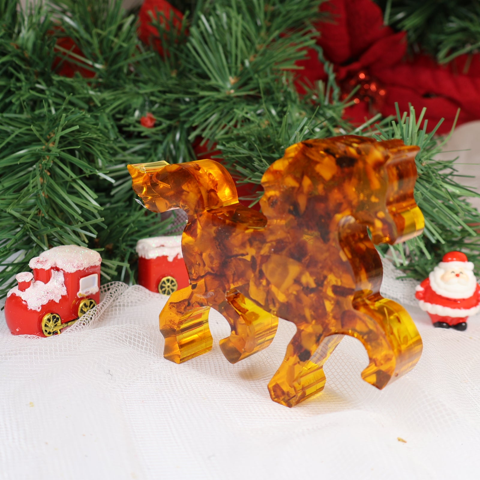 Handmade Amber Horse Figurine | Genuine Baltic Amber Sculpture | Symbol of the Year | Christmas & Business Gift – KIZIMA
