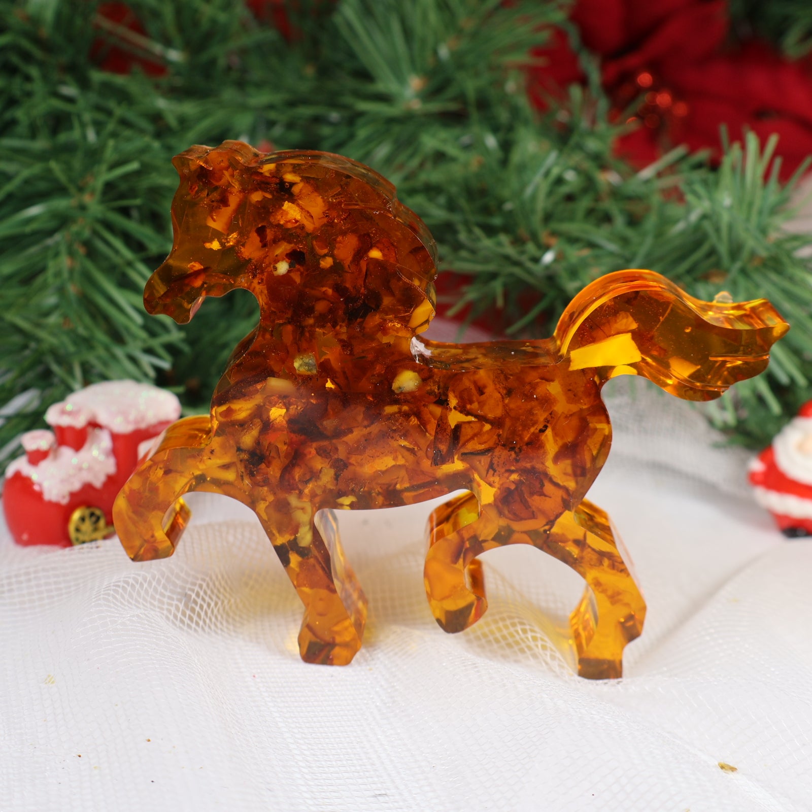 Handmade Amber Horse Figurine | Genuine Baltic Amber Sculpture | Symbol of the Year | Christmas & Business Gift – KIZIMA