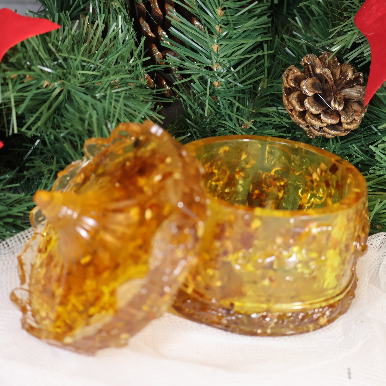 Christmas 2026 Amber Jewelry Box | Baltic Amber Horses Carousel | Unique Keepsake Decorative Box | Handmade Gift by KIZIMA USA