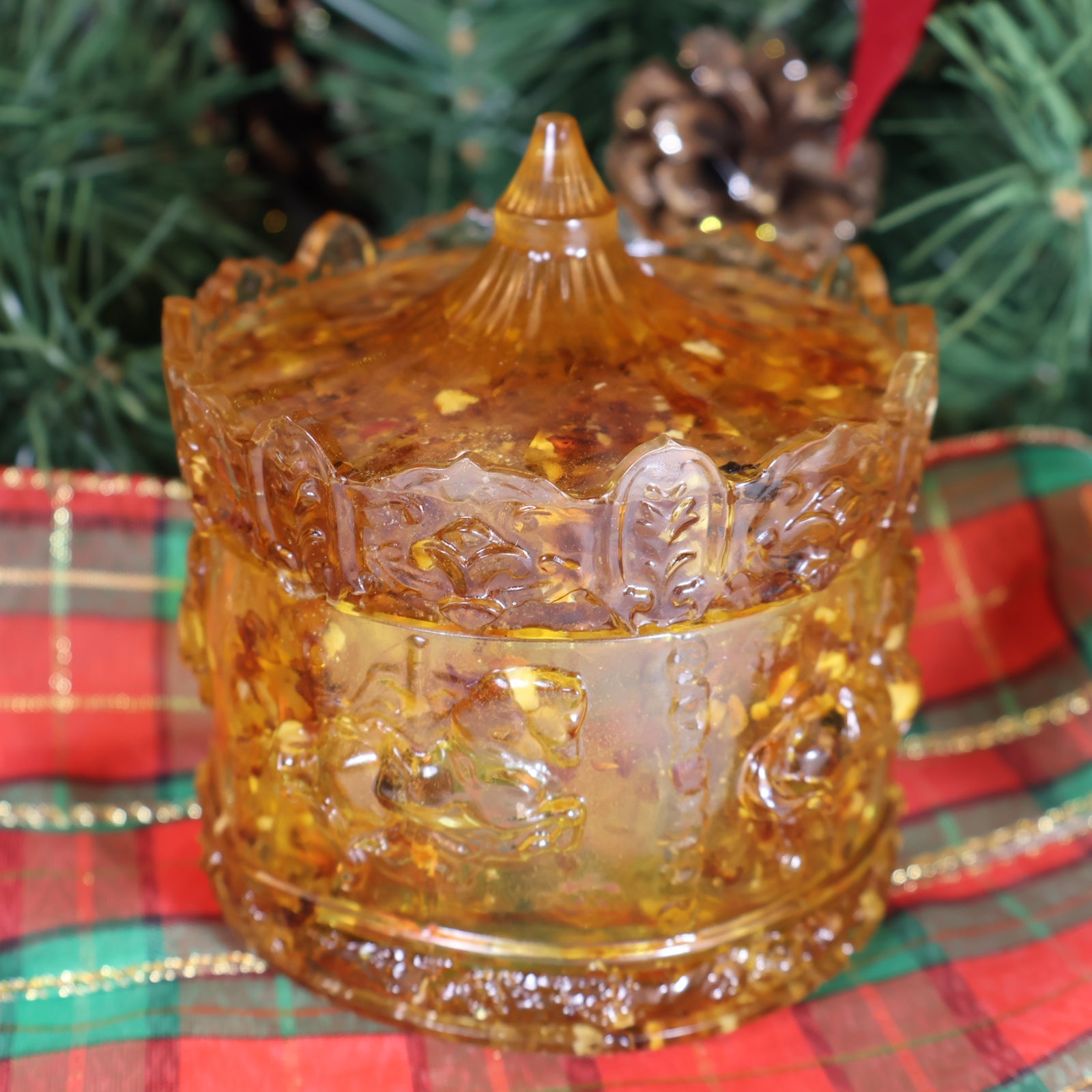 Christmas 2026 Amber Jewelry Box | Baltic Amber Horses Carousel | Unique Keepsake Decorative Box | Handmade Gift by KIZIMA USA