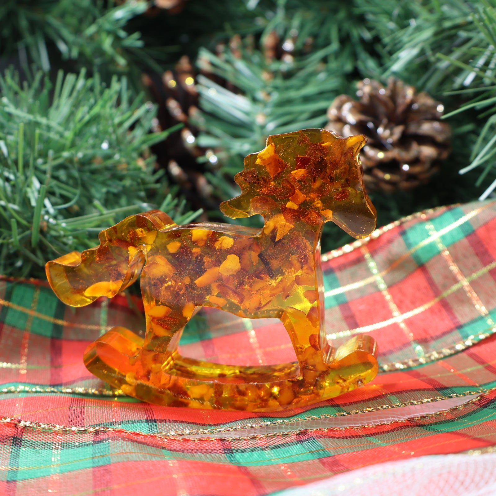 Amber Horse Sculpture Small, Large or Set | Handmade Rocking Horse