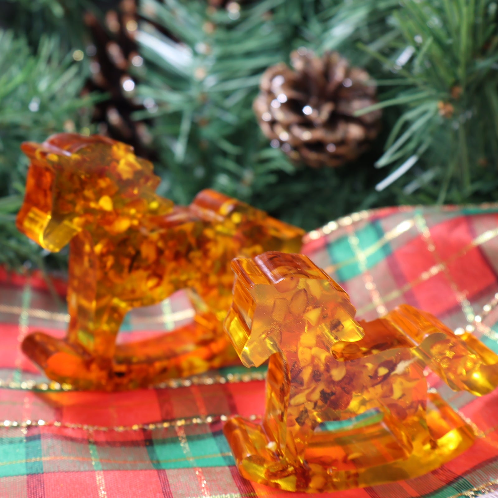 Amber Horse Sculpture Small, Large or Set | Handmade Rocking Horse
