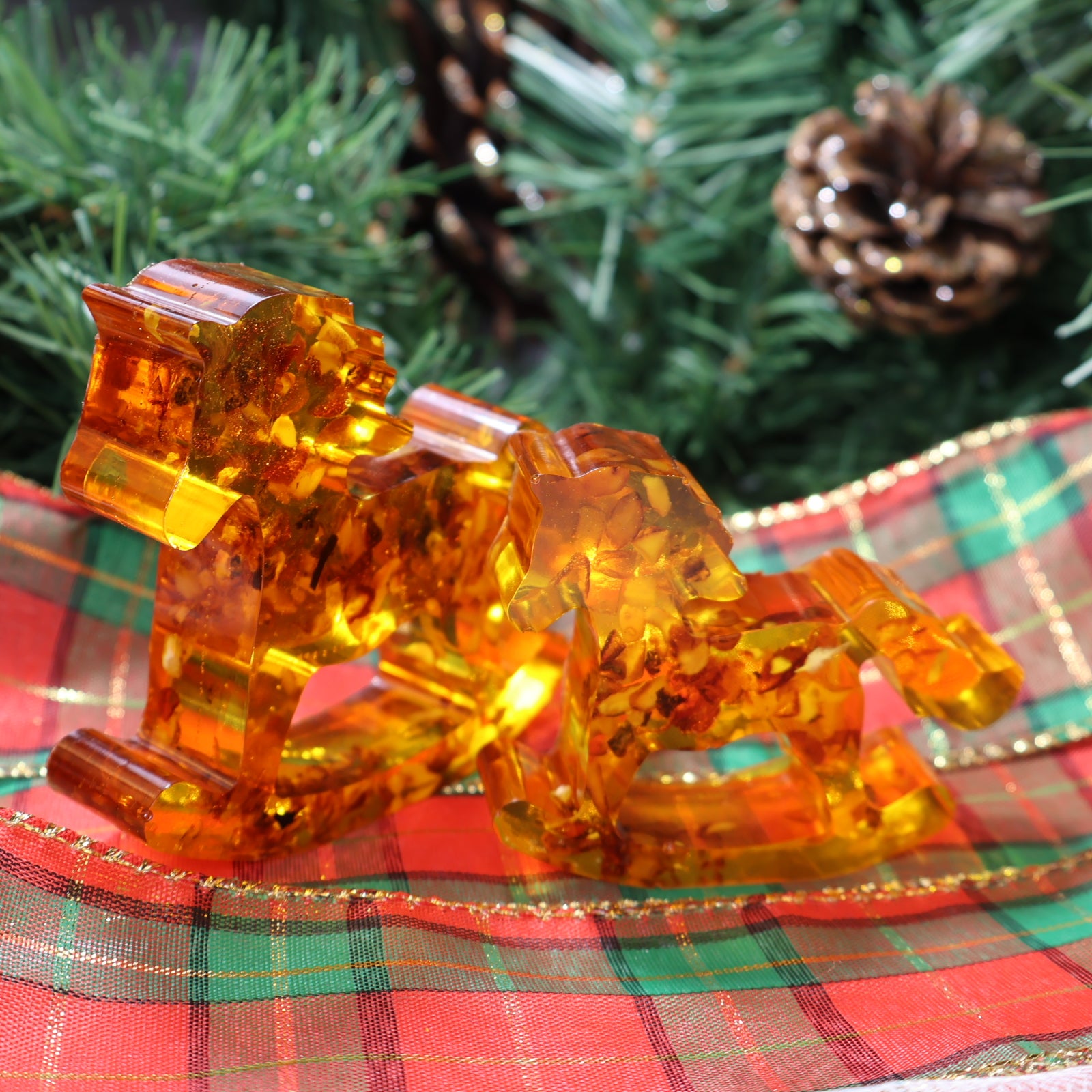 Amber Horse Sculpture Small, Large or Set | Handmade Rocking Horse