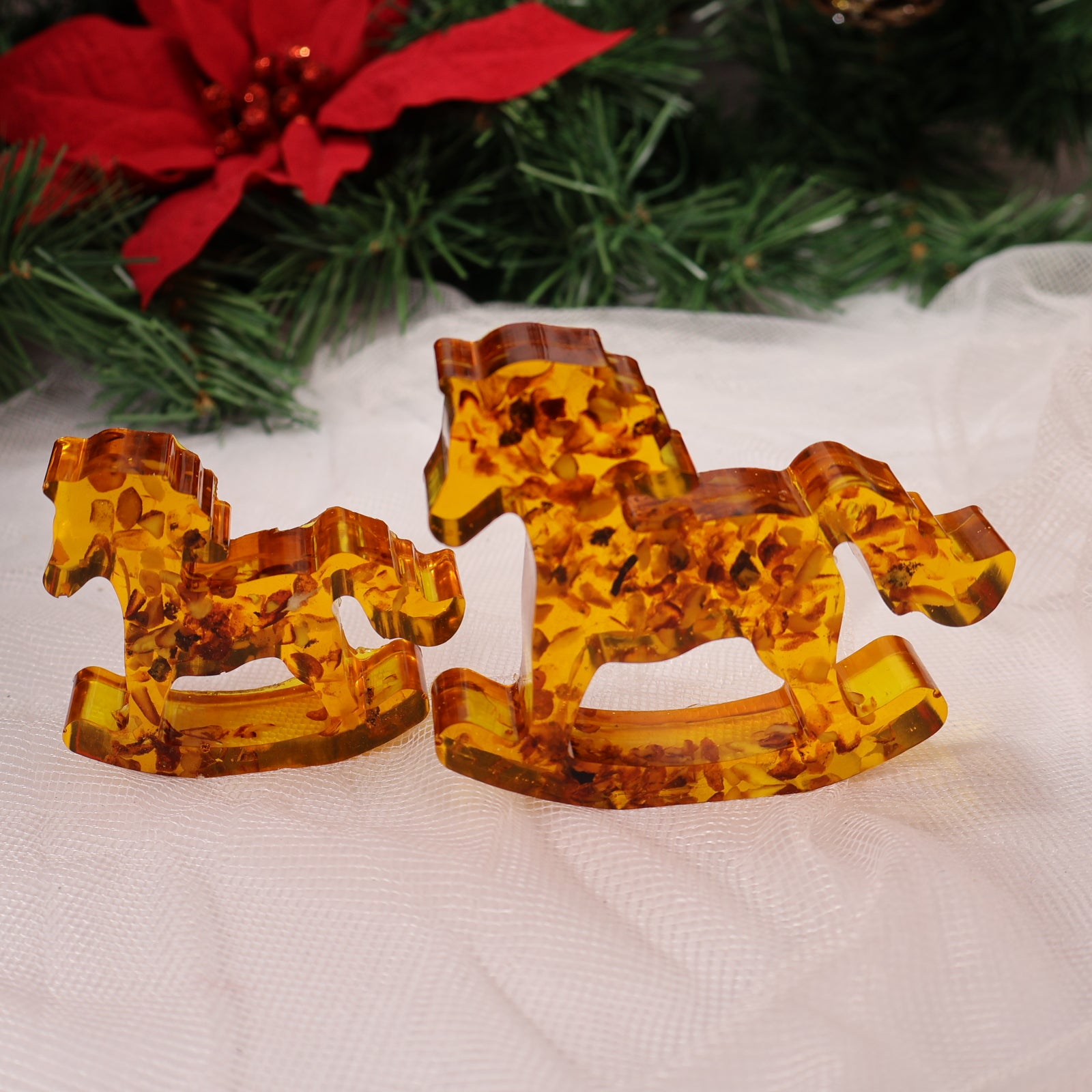 Amber Horse Sculpture Small, Large or Set | Handmade Rocking Horse